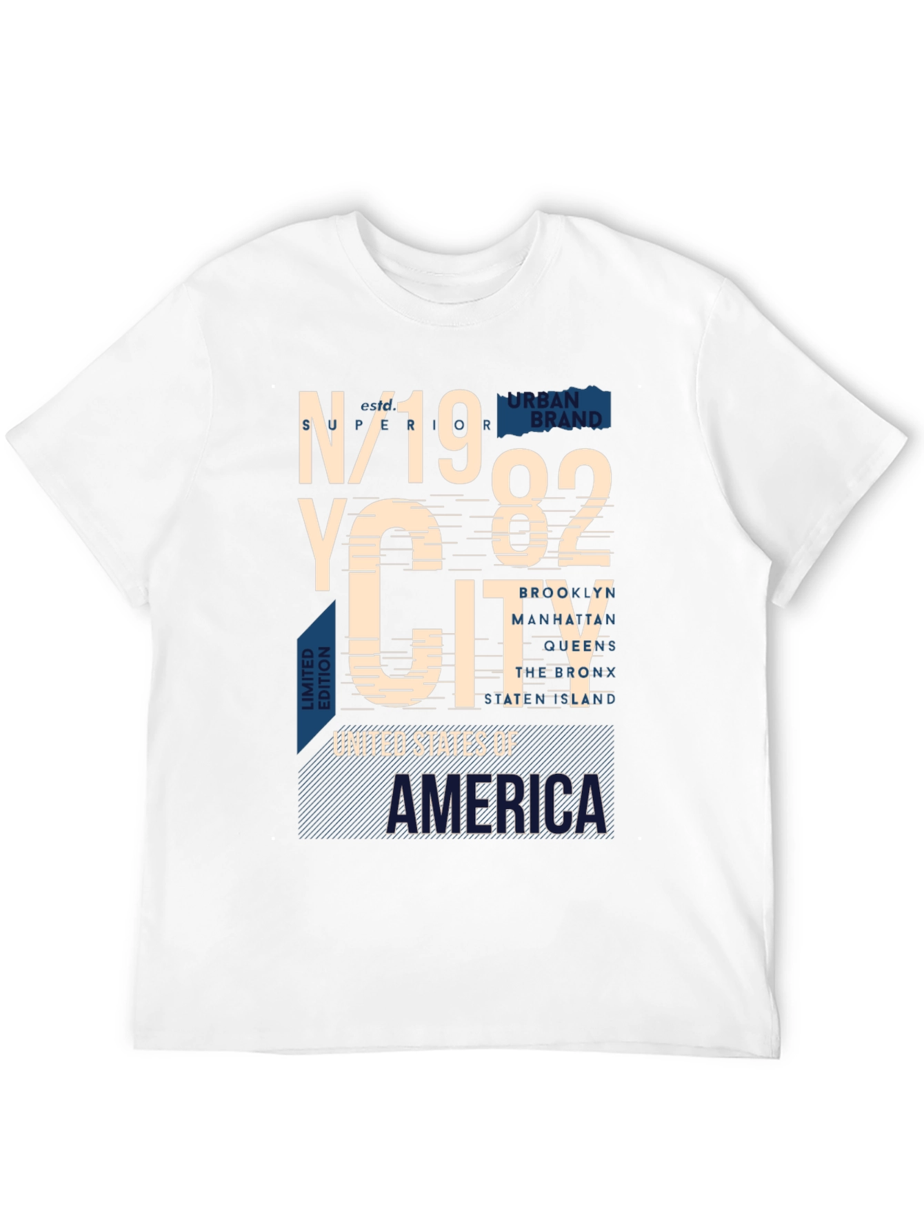 NYC 1982 Graphic Print Crew Neck T-Shirt