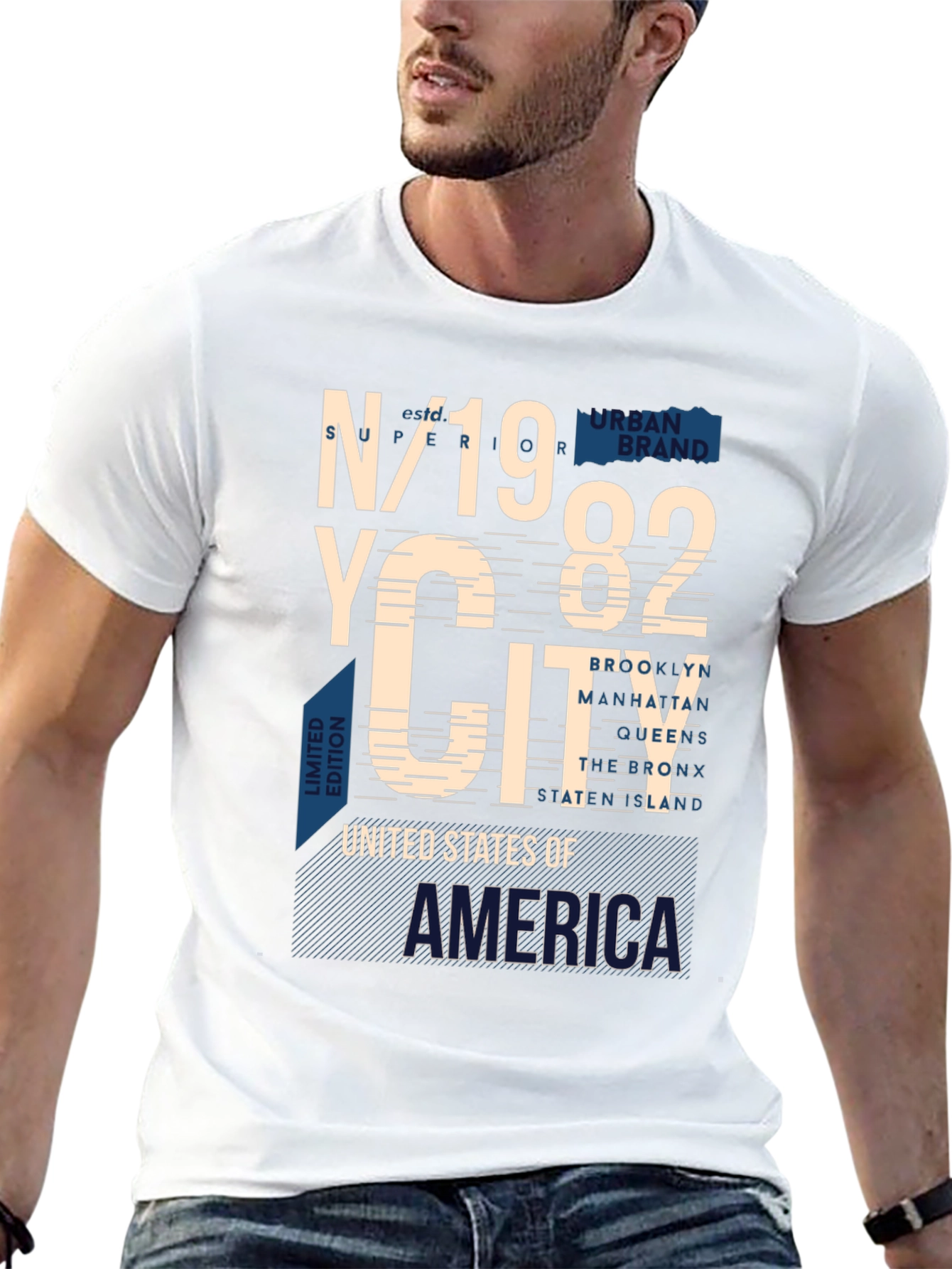 NYC 1982 Graphic Print Crew Neck T-Shirt