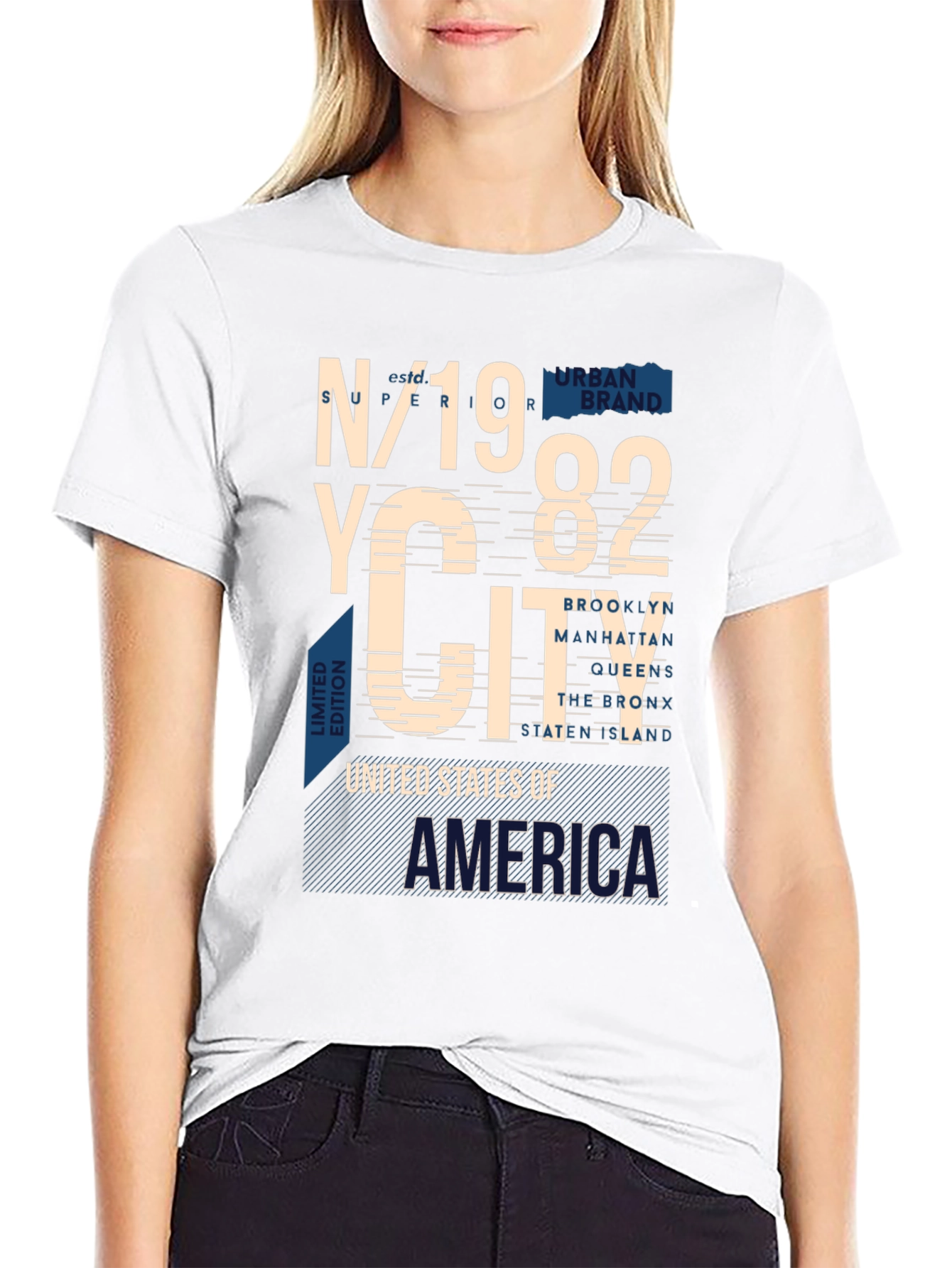 NYC 1982 Graphic Print Crew Neck T-Shirt