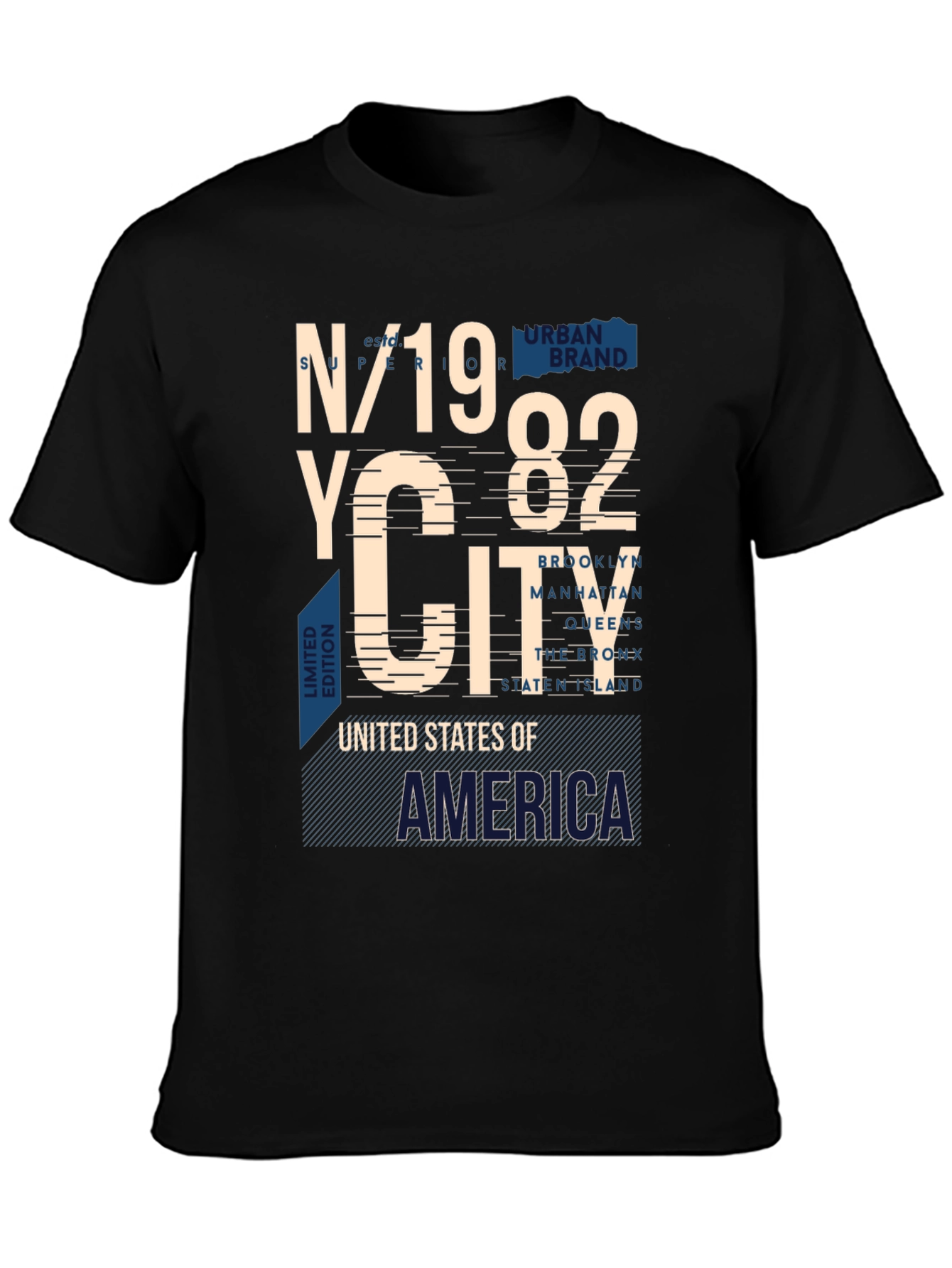 NYC 1982 Graphic Print Crew Neck T-Shirt