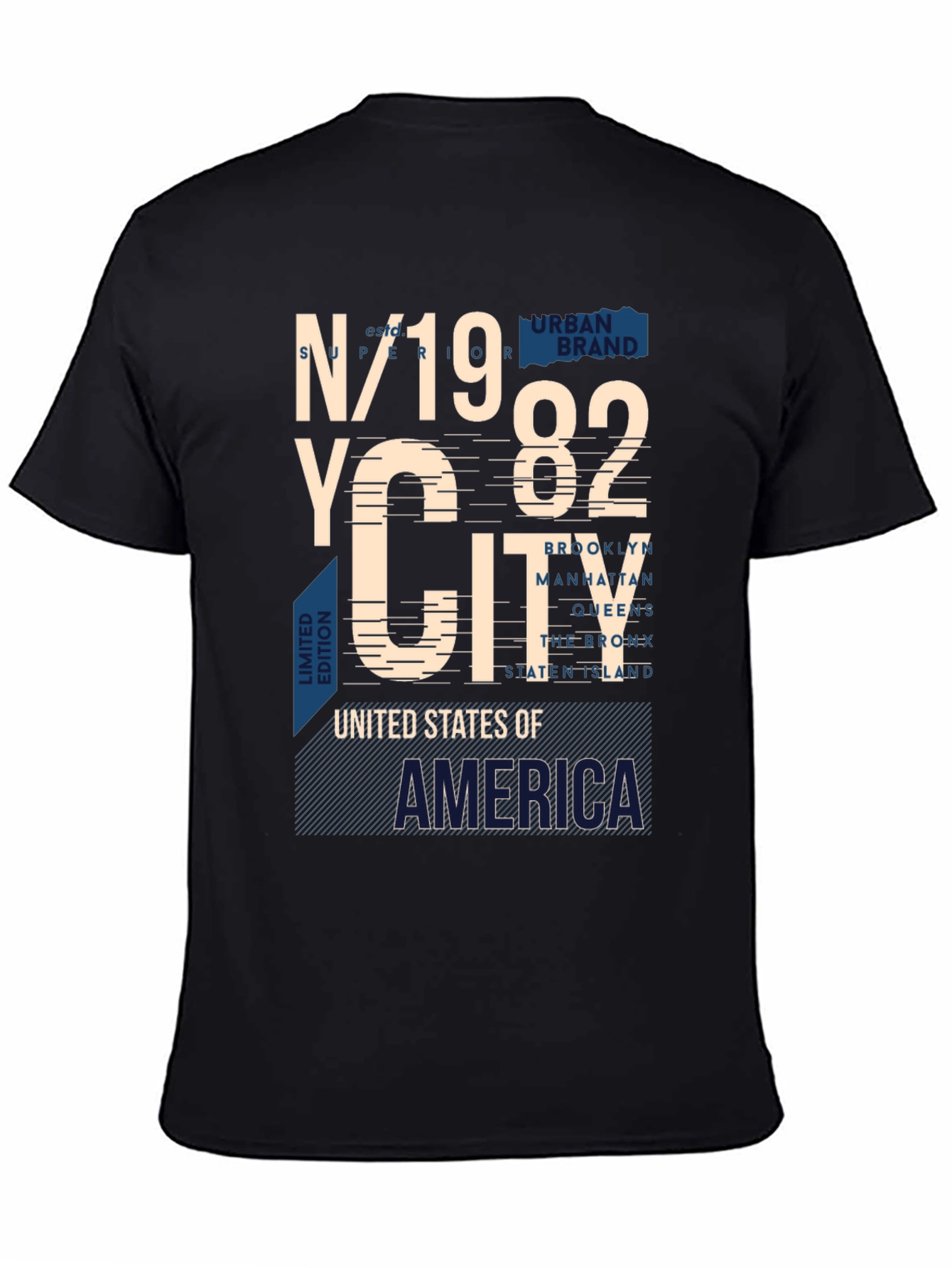 NYC 1982 Graphic Print Crew Neck T-Shirt