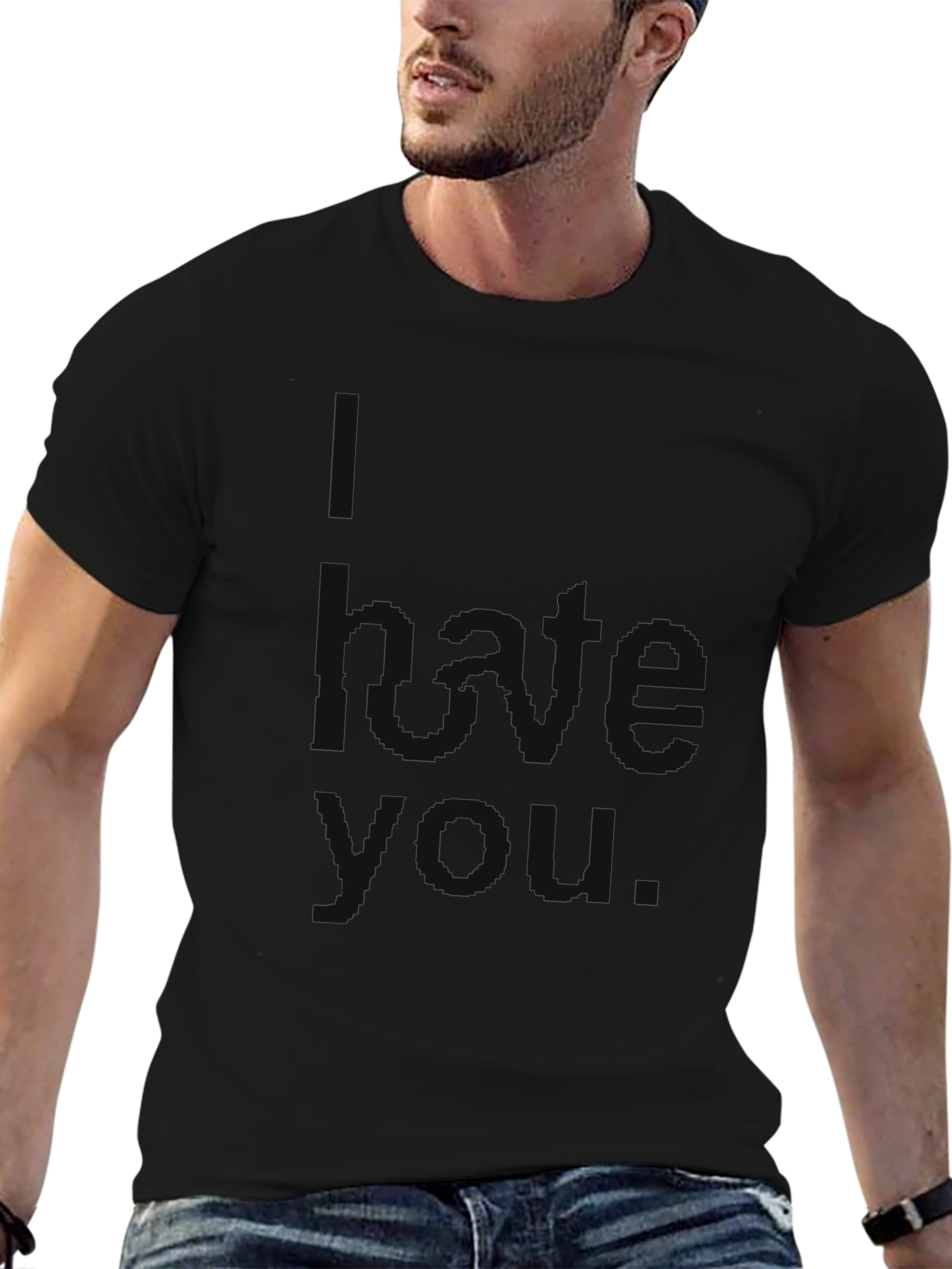 Mens Black Graphic Tee - I Hate You