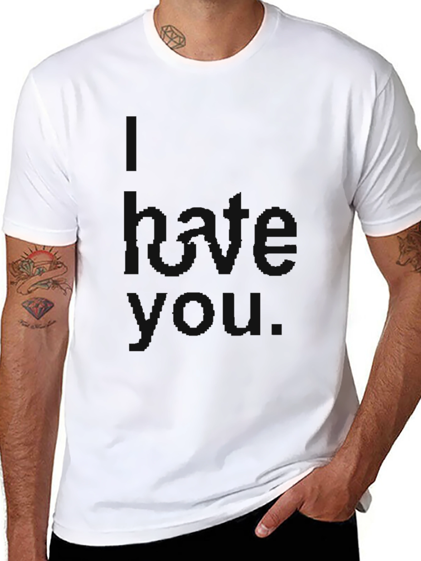 Mens Black Graphic Tee - I Hate You