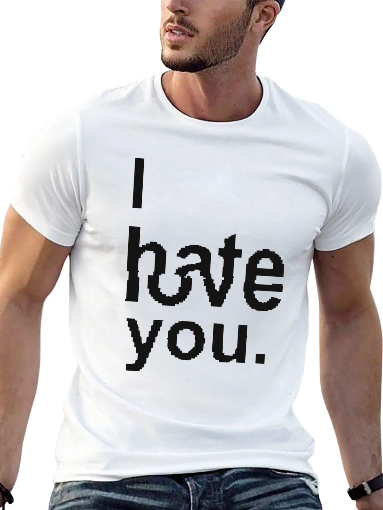 Mens Black Graphic Tee - I Hate You