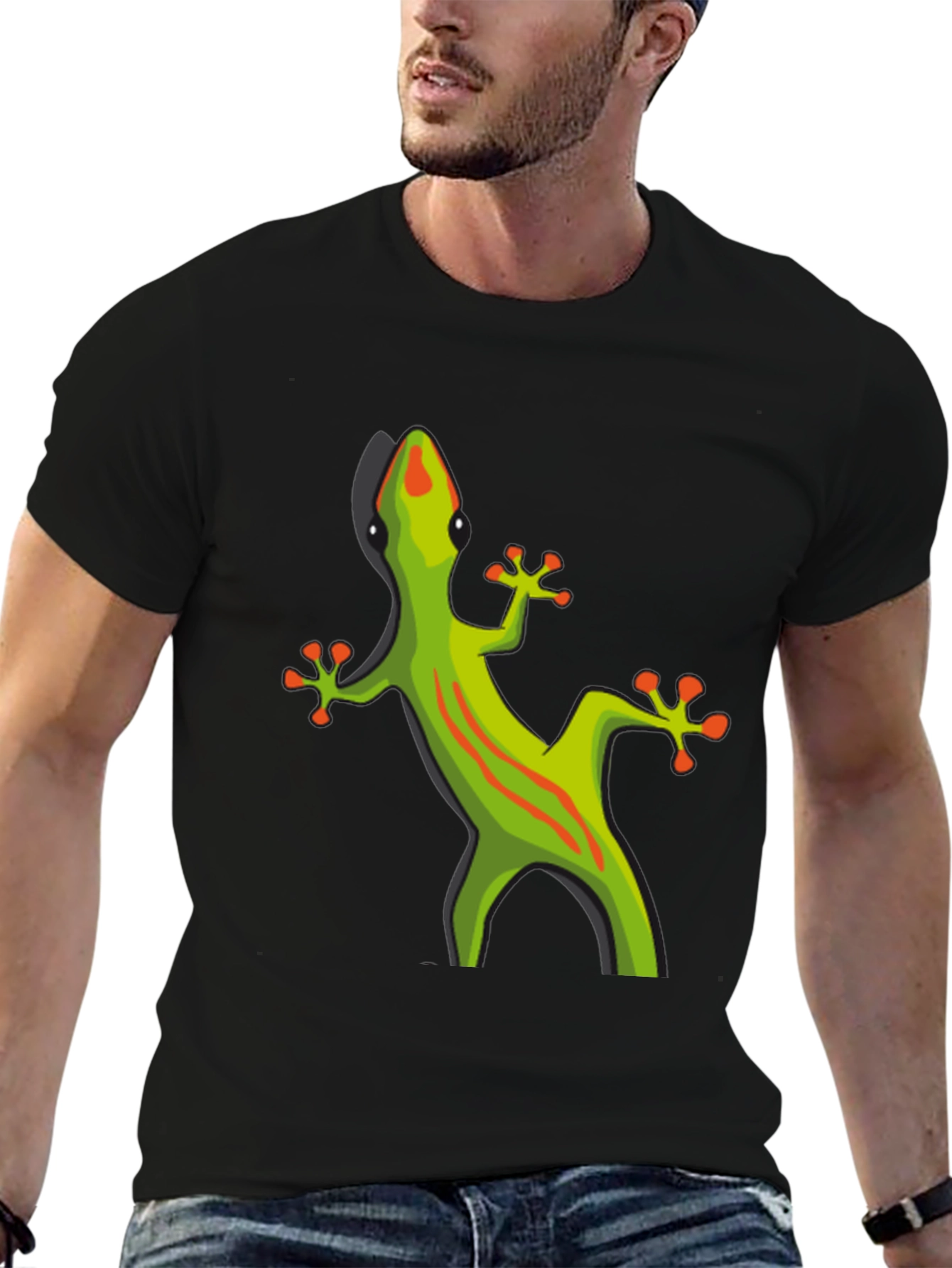 Black T-Shirt with Gecko Graphic