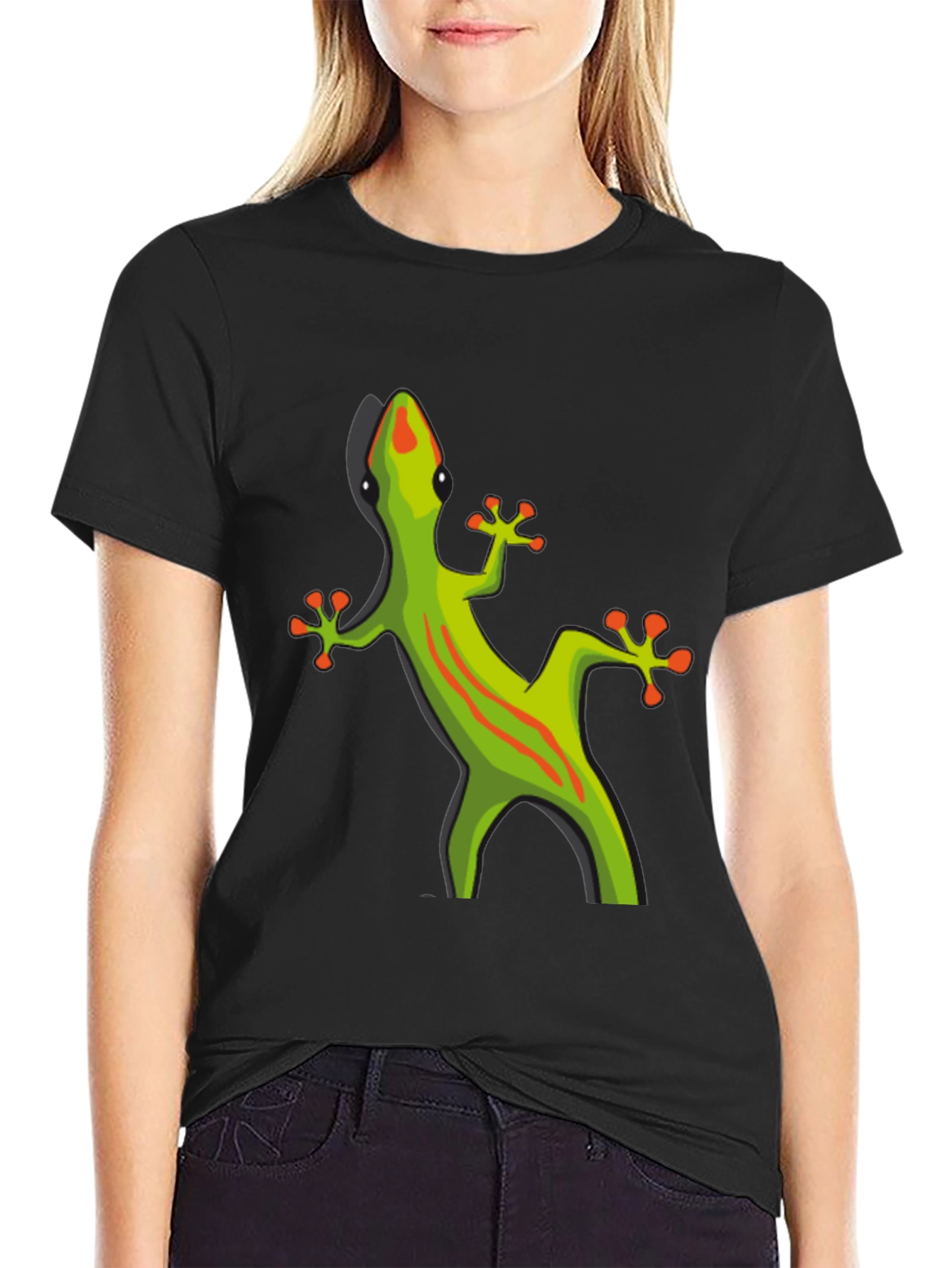 Black T-Shirt with Gecko Graphic