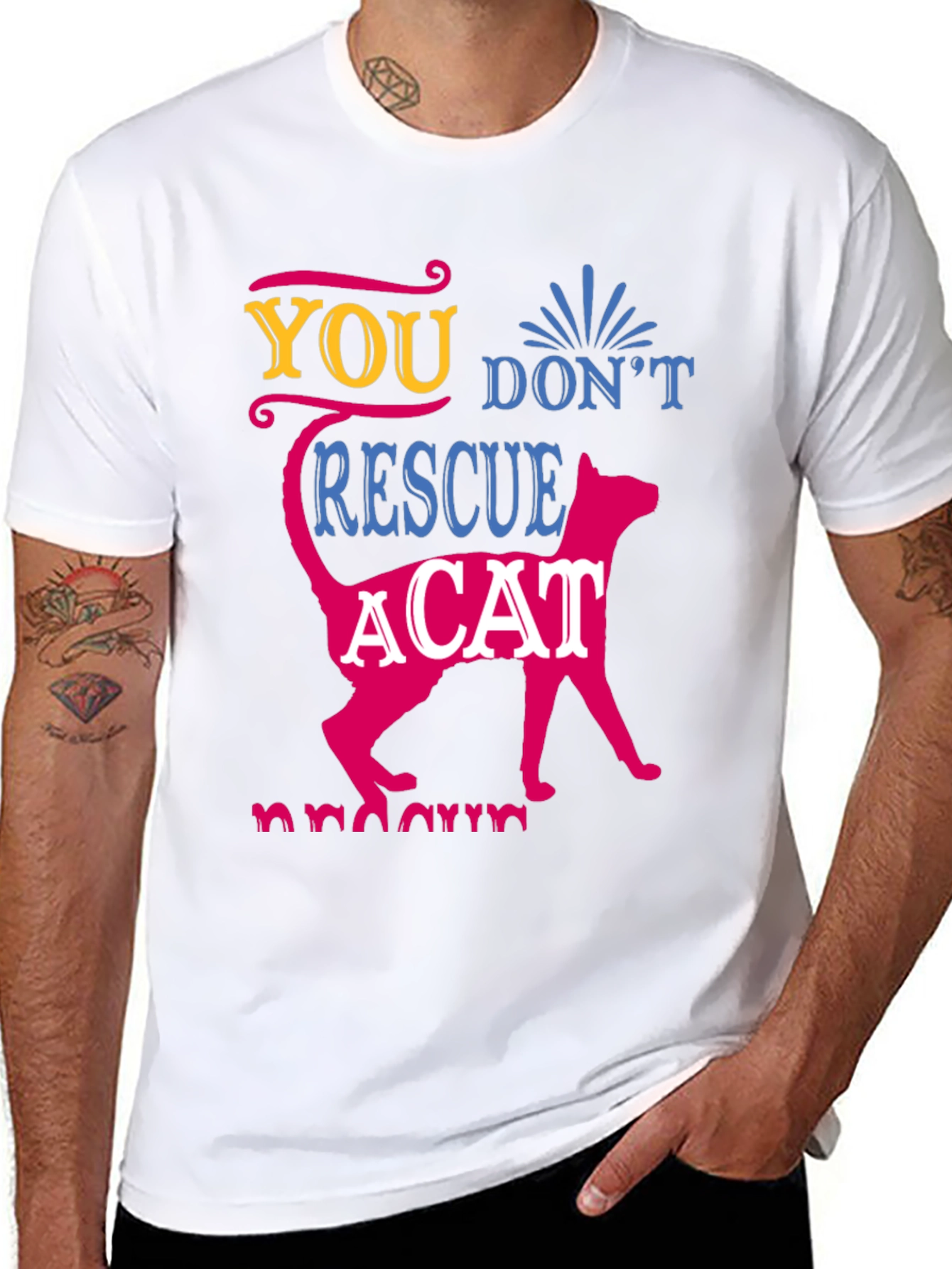 Cat Rescue Graphic T-Shirt - Soft Cotton Blend