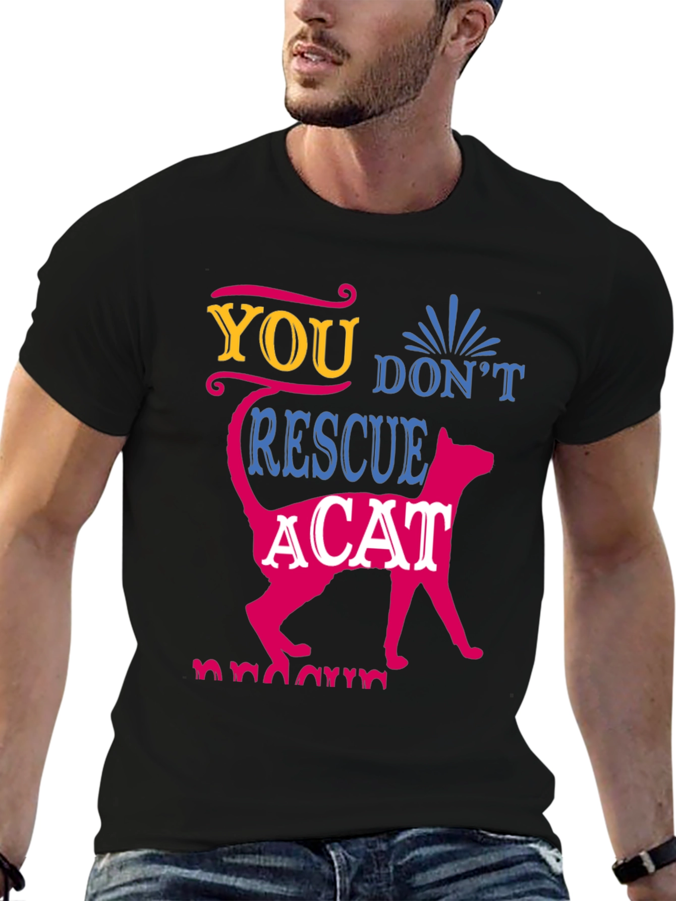 Cat Rescue Graphic T-Shirt - Soft Cotton Blend