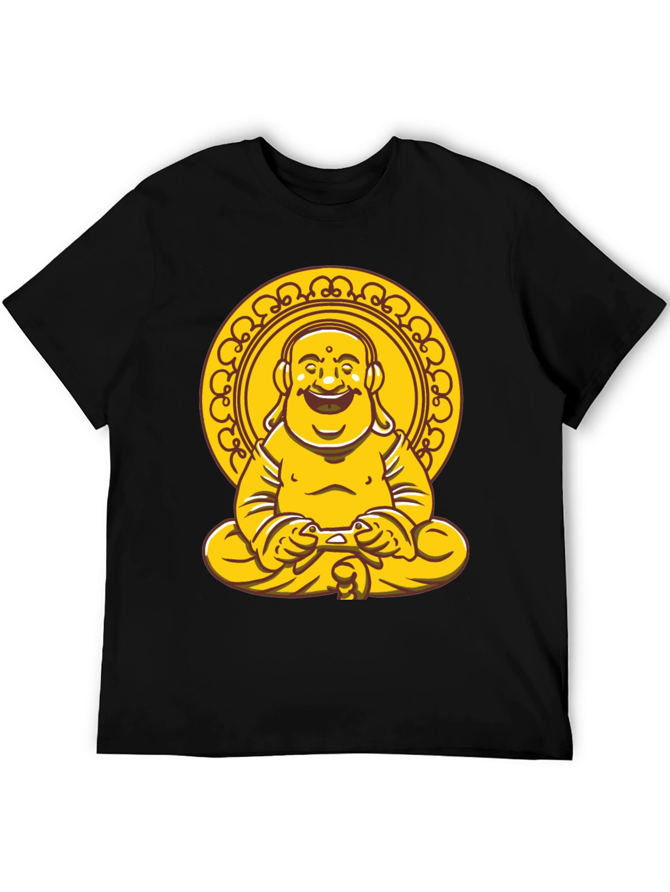 Laughing Buddha Graphic Tee - Black Cotton Blend