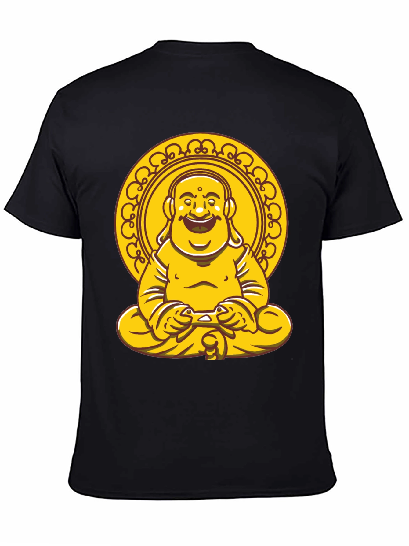 Laughing Buddha Graphic Tee - Black Cotton Blend