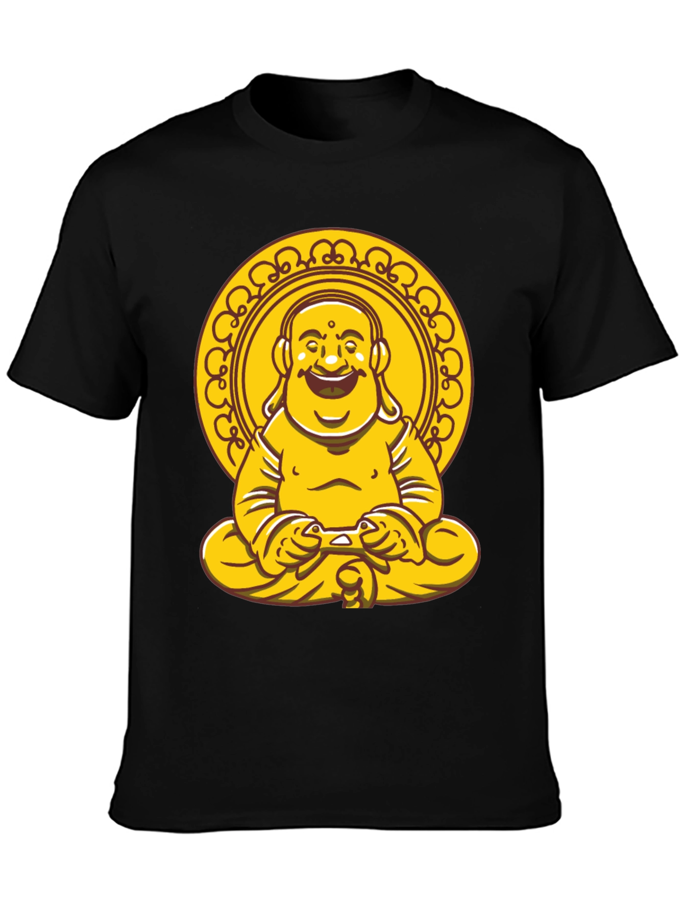 Laughing Buddha Graphic Tee - Black Cotton Blend