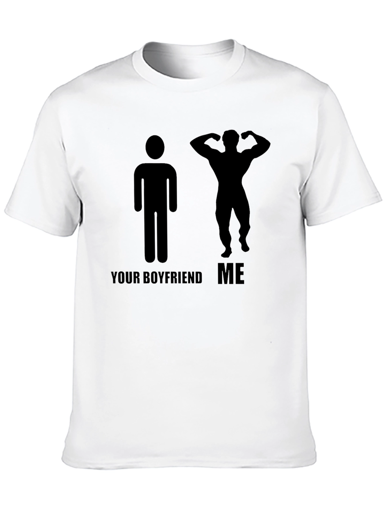 Humorous Black T-Shirt: Your Boyfriend vs. Me