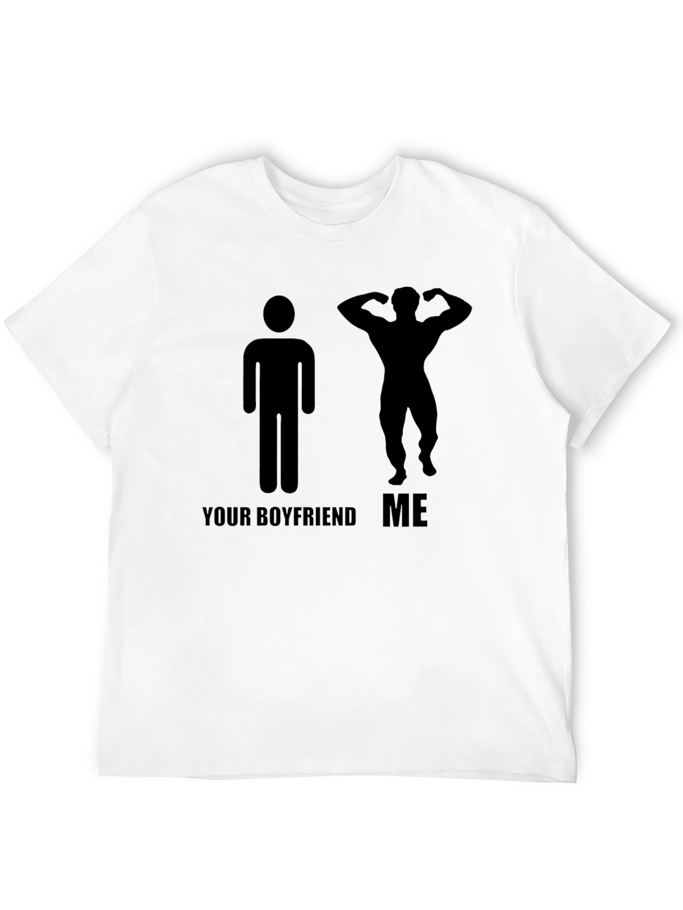Humorous Black T-Shirt: Your Boyfriend vs. Me