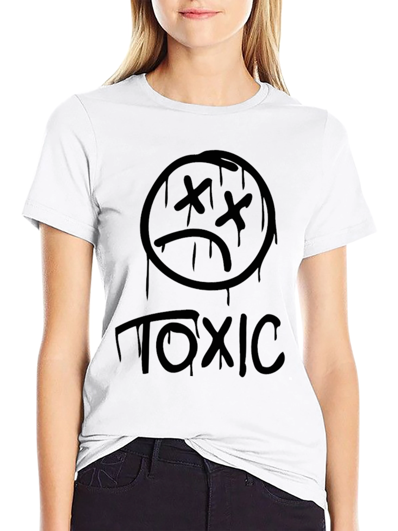 Toxic Sad Face Graphic T-Shirt - Black