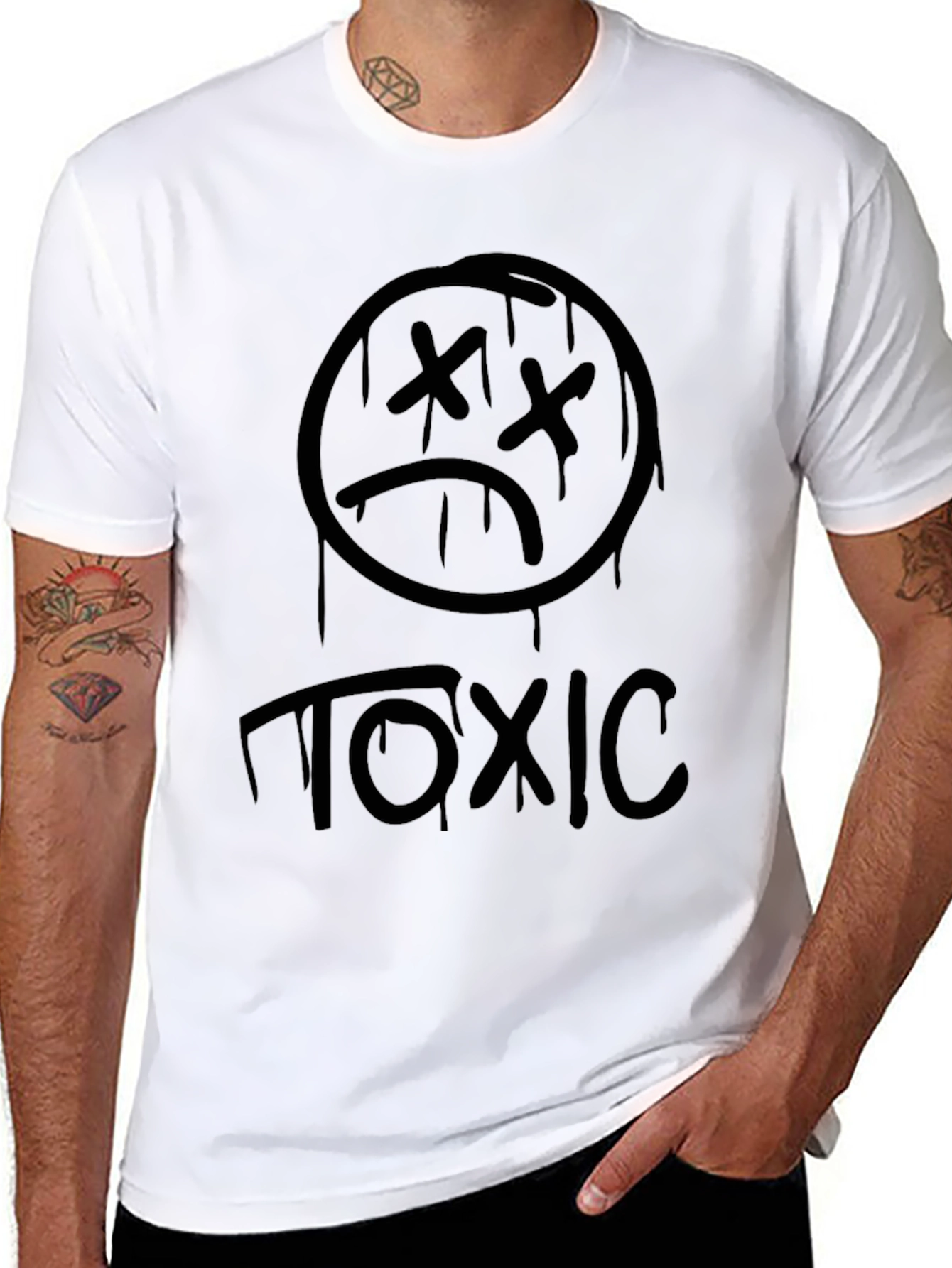 Toxic Sad Face Graphic T-Shirt - Black