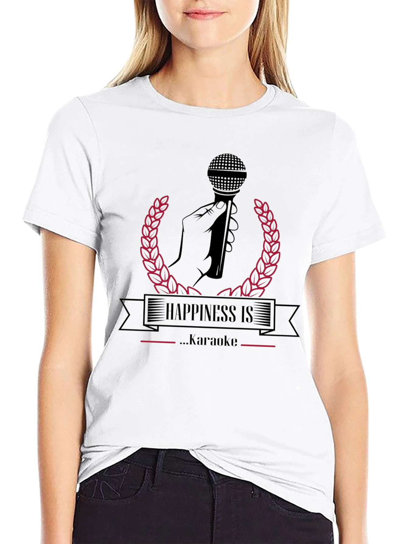 Happiness Karaoke T-Shirt: Black Karaoke Tee