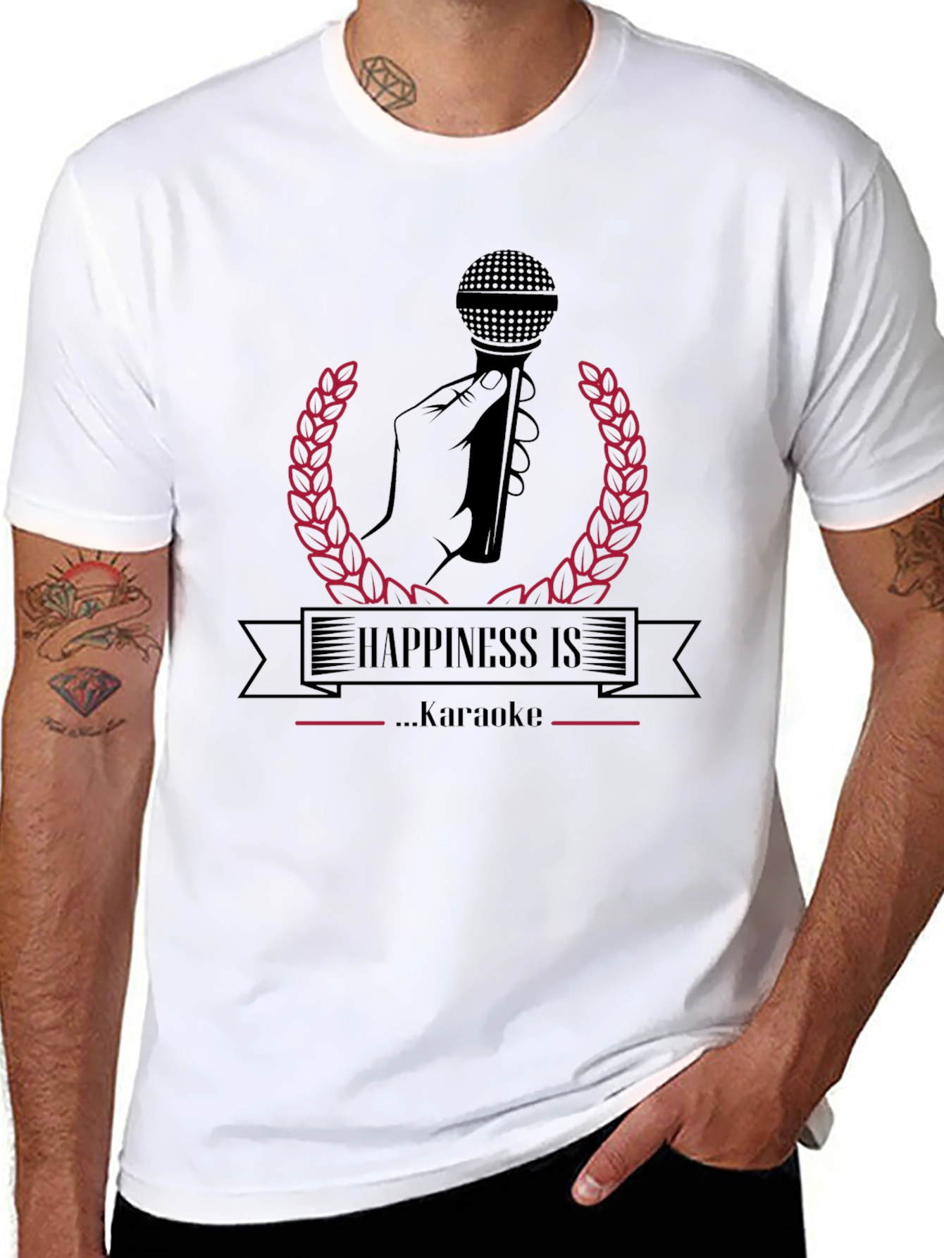 Happiness Karaoke T-Shirt: Black Karaoke Tee
