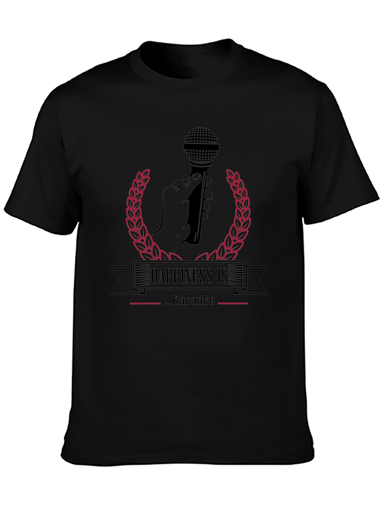Happiness Karaoke T-Shirt: Black Karaoke Tee
