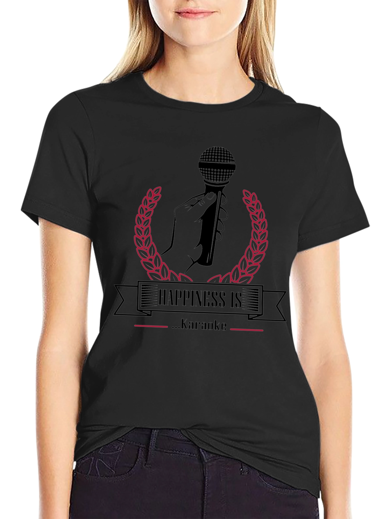 Happiness Karaoke T-Shirt: Black Karaoke Tee