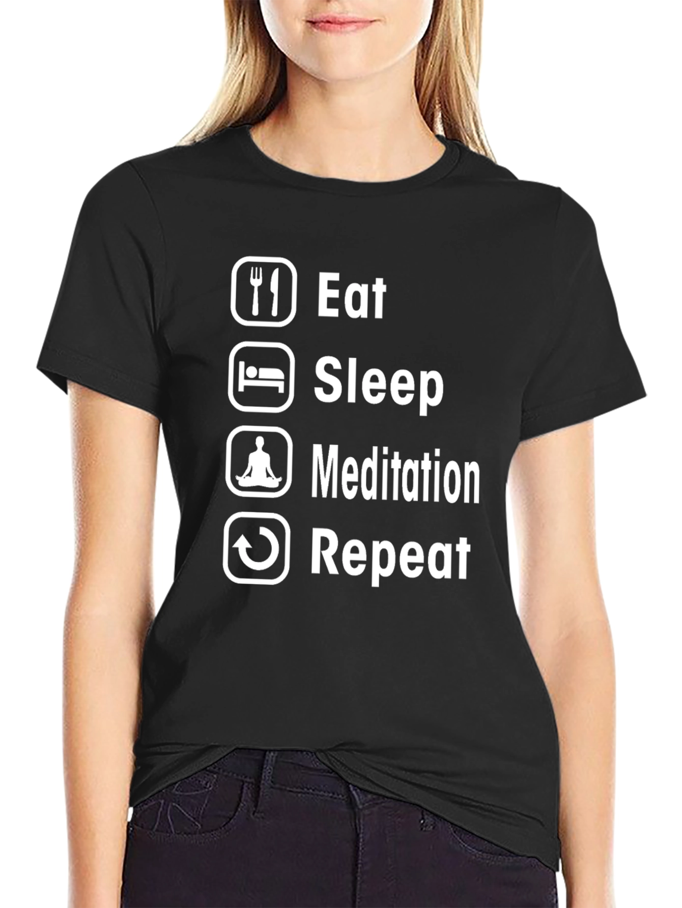 Eat Sleep Meditate Repeat Graphic Tee