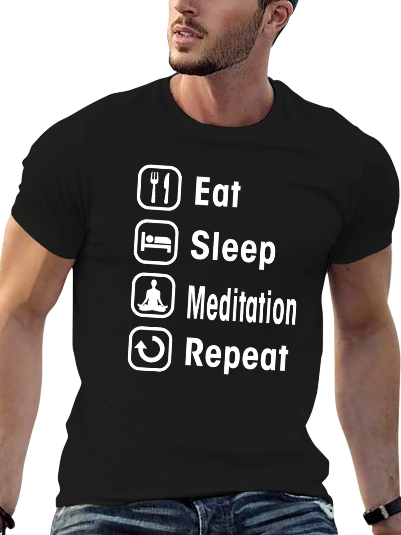 Eat Sleep Meditate Repeat Graphic Tee