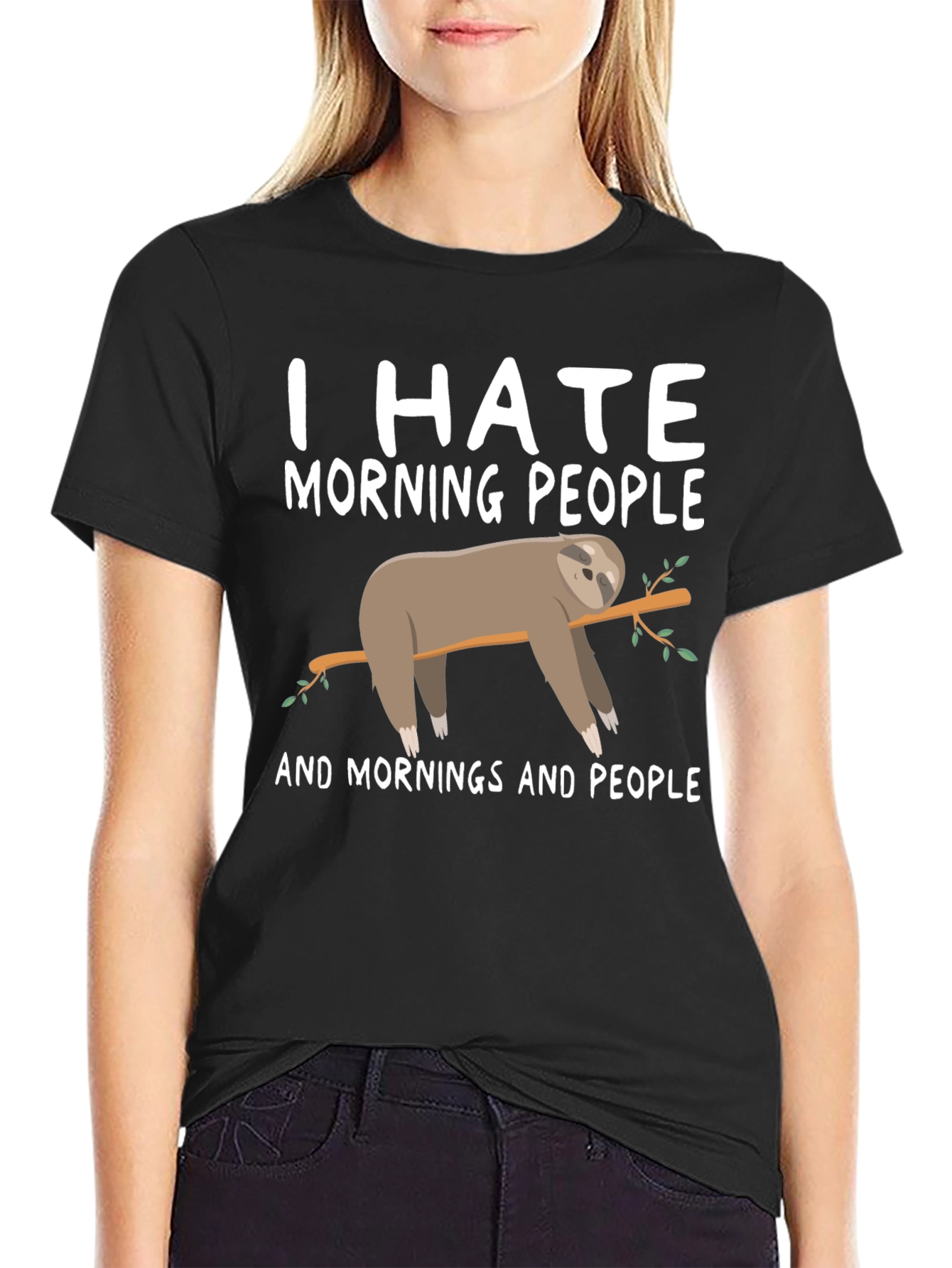 I Hate Morning People Sloth Graphic Tee