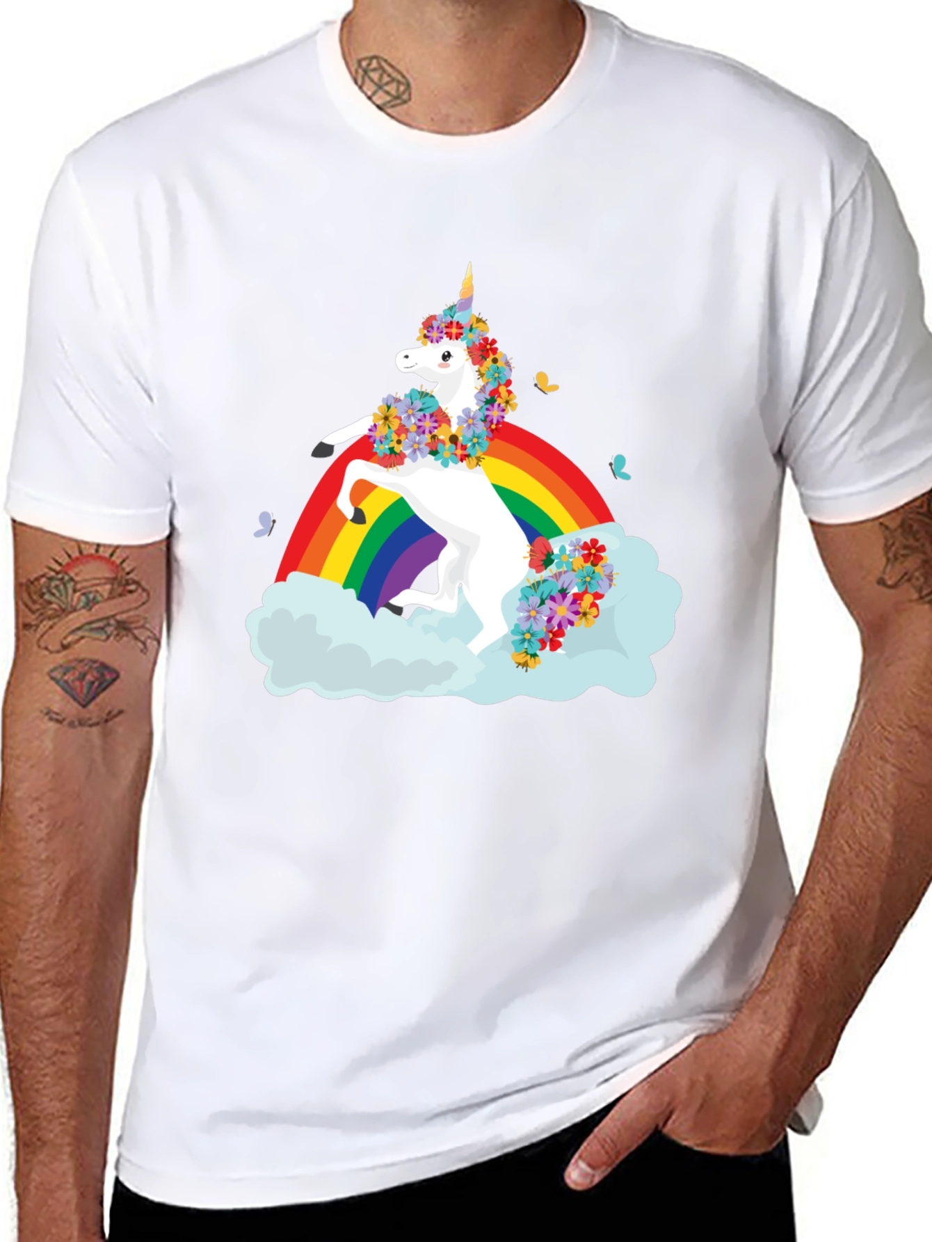 Unicorn Rainbow Black T-Shirt