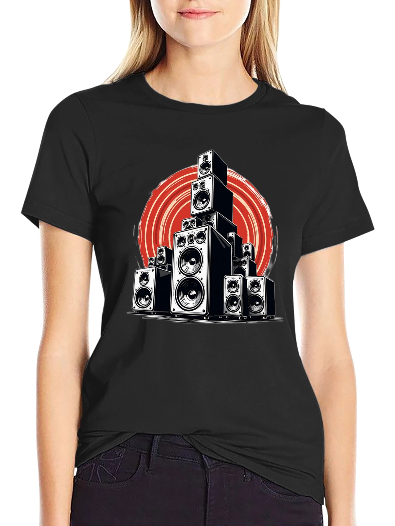 Speaker Stack Graphic Tee - Music Lover T-Shirt