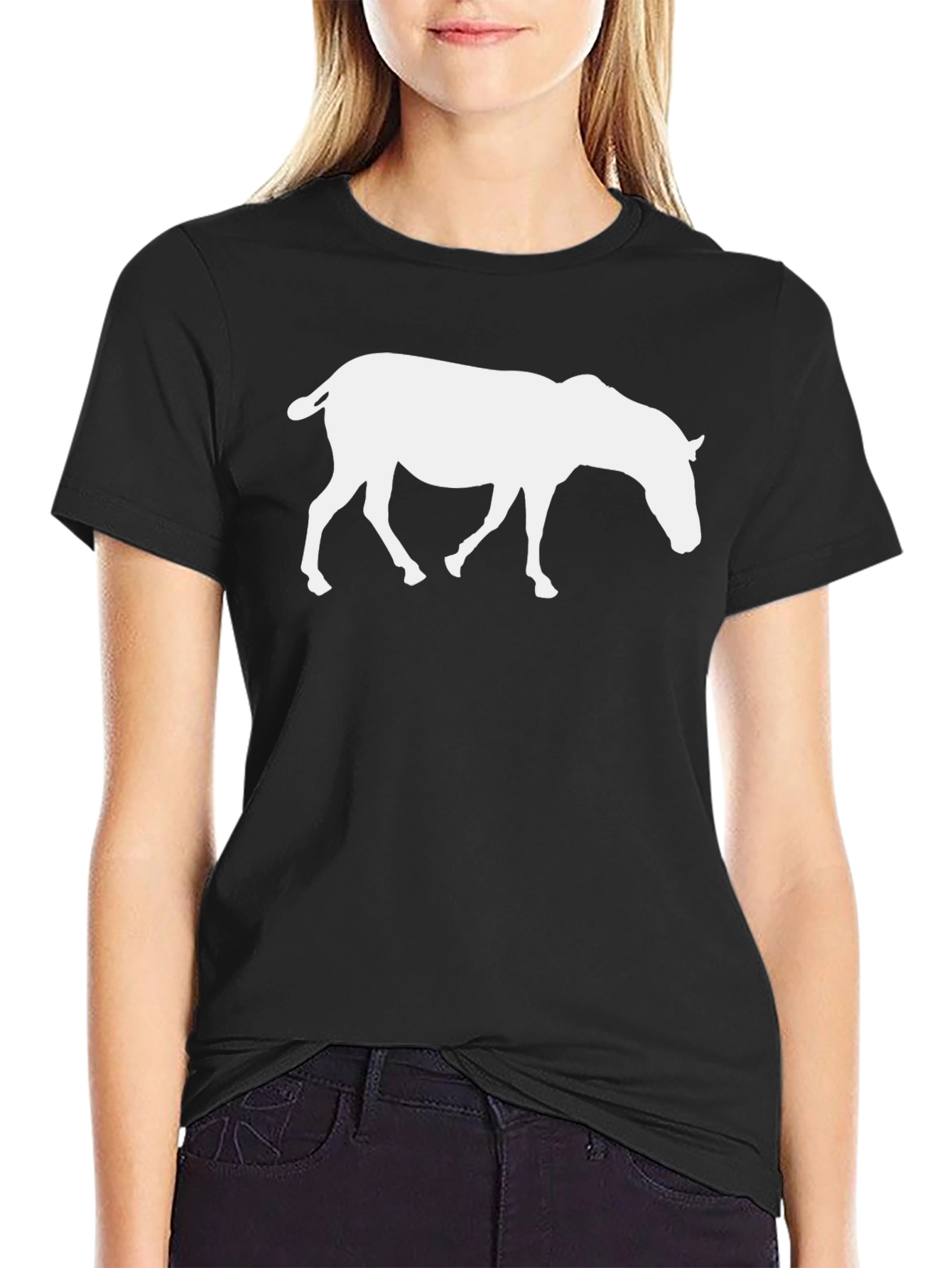 Horse Silhouette Graphic Tee - Black