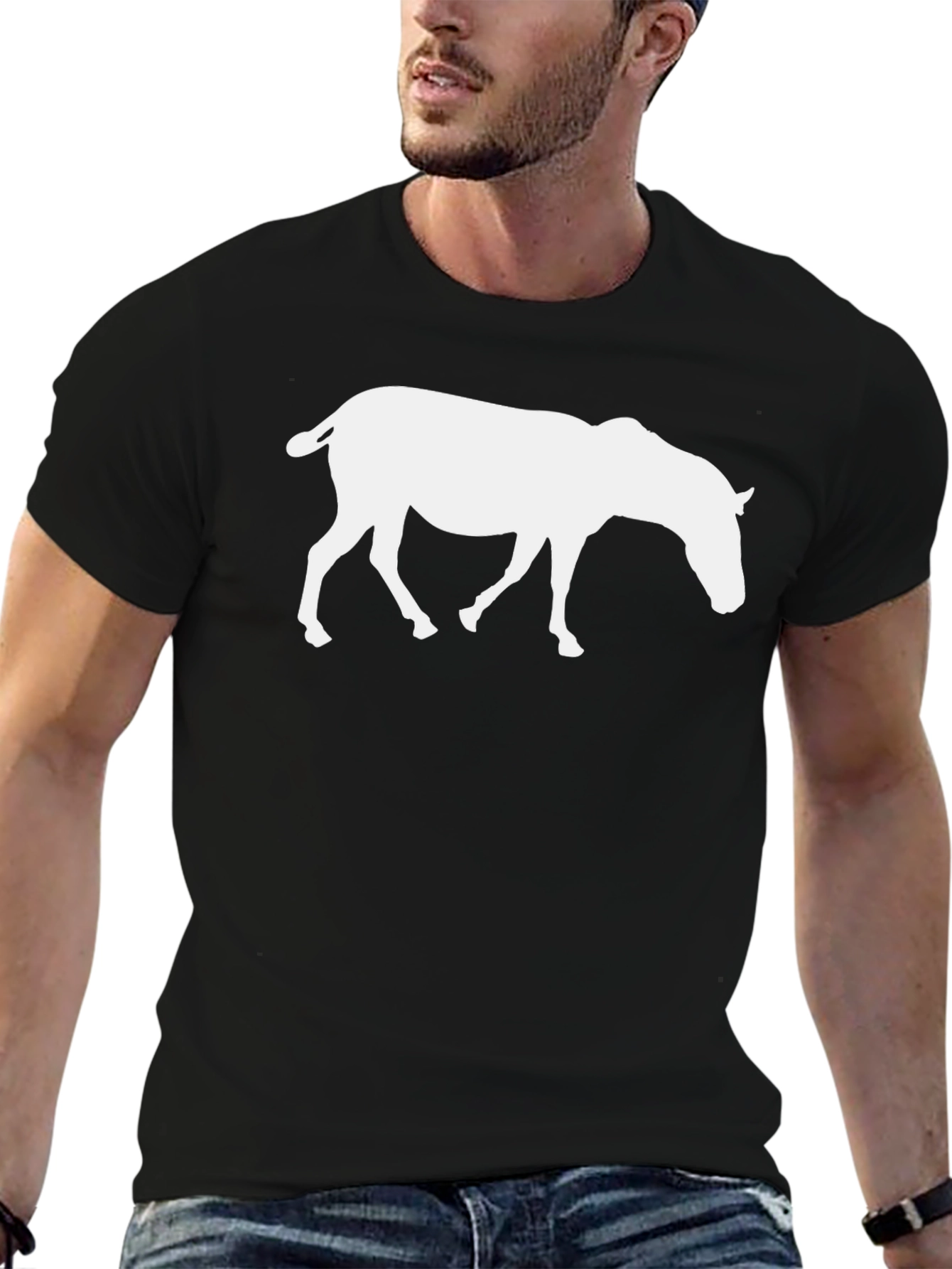 Horse Silhouette Graphic Tee - Black