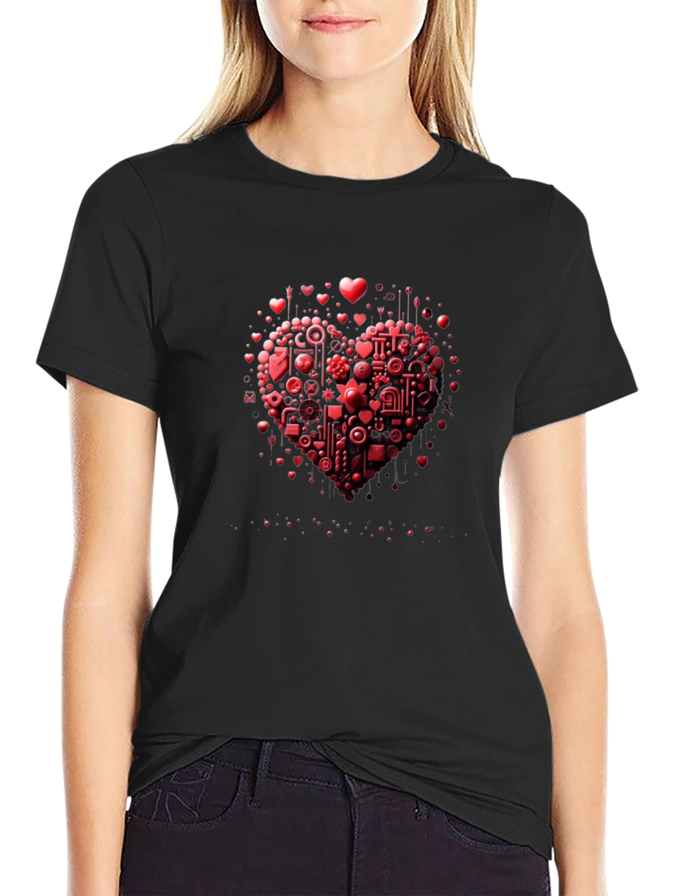 Abstract Heart Graphic Tee - Modern Valentines Style