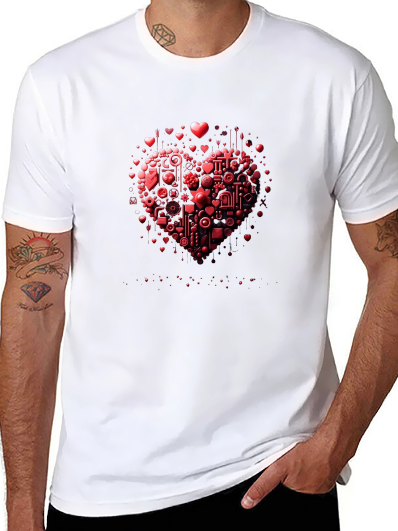 Abstract Heart Graphic Tee - Modern Valentines Style