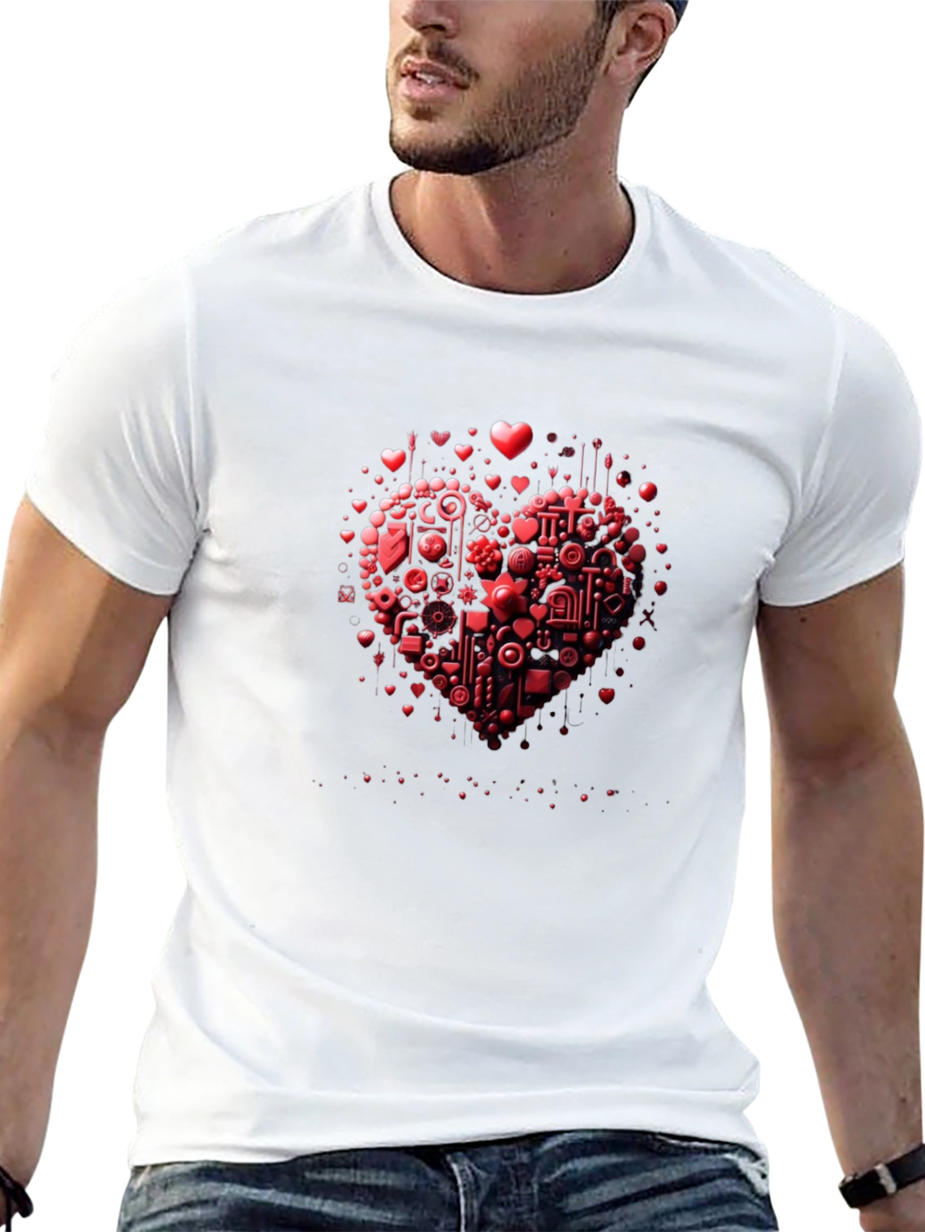 Abstract Heart Graphic Tee - Modern Valentines Style