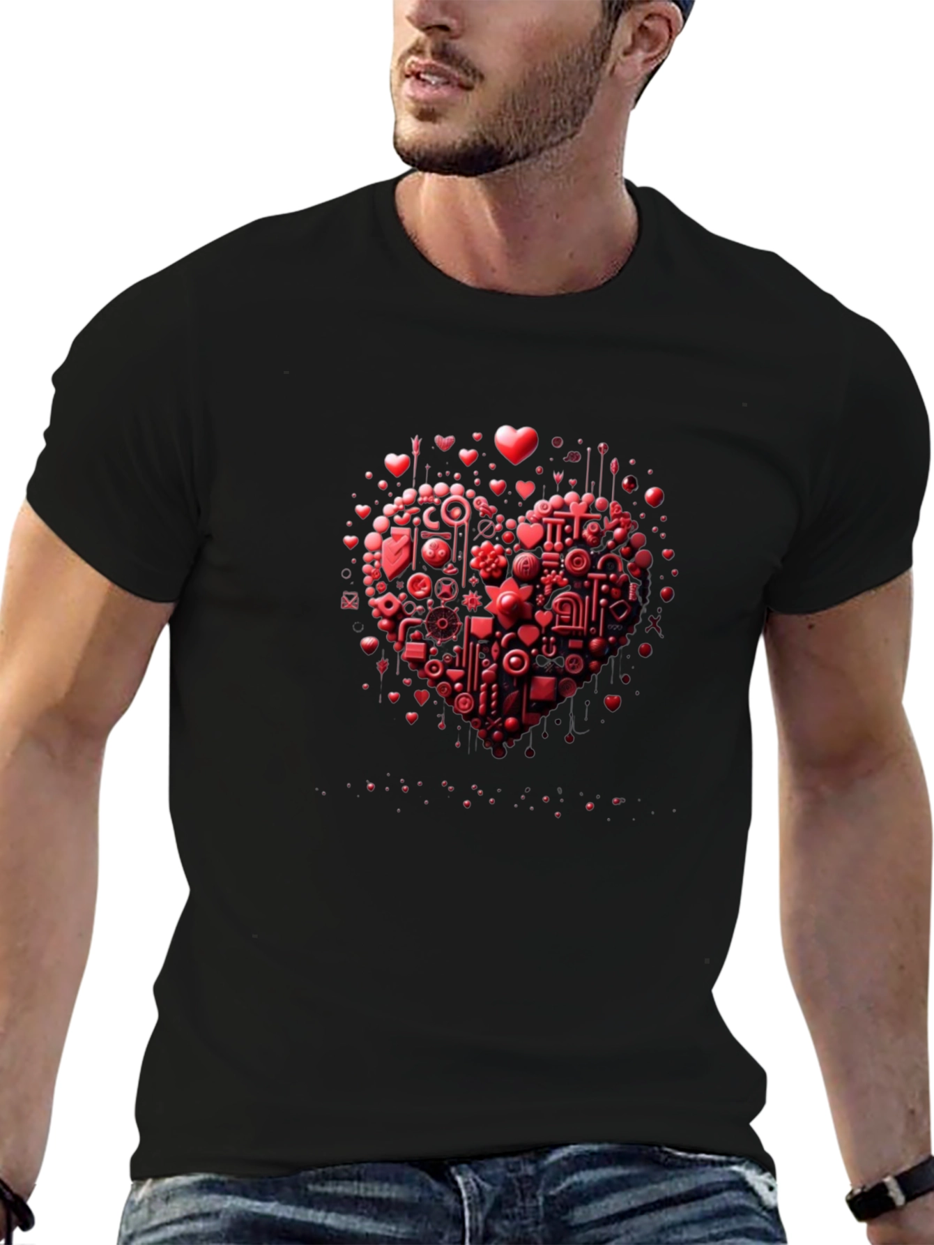 Abstract Heart Graphic Tee - Modern Valentines Style
