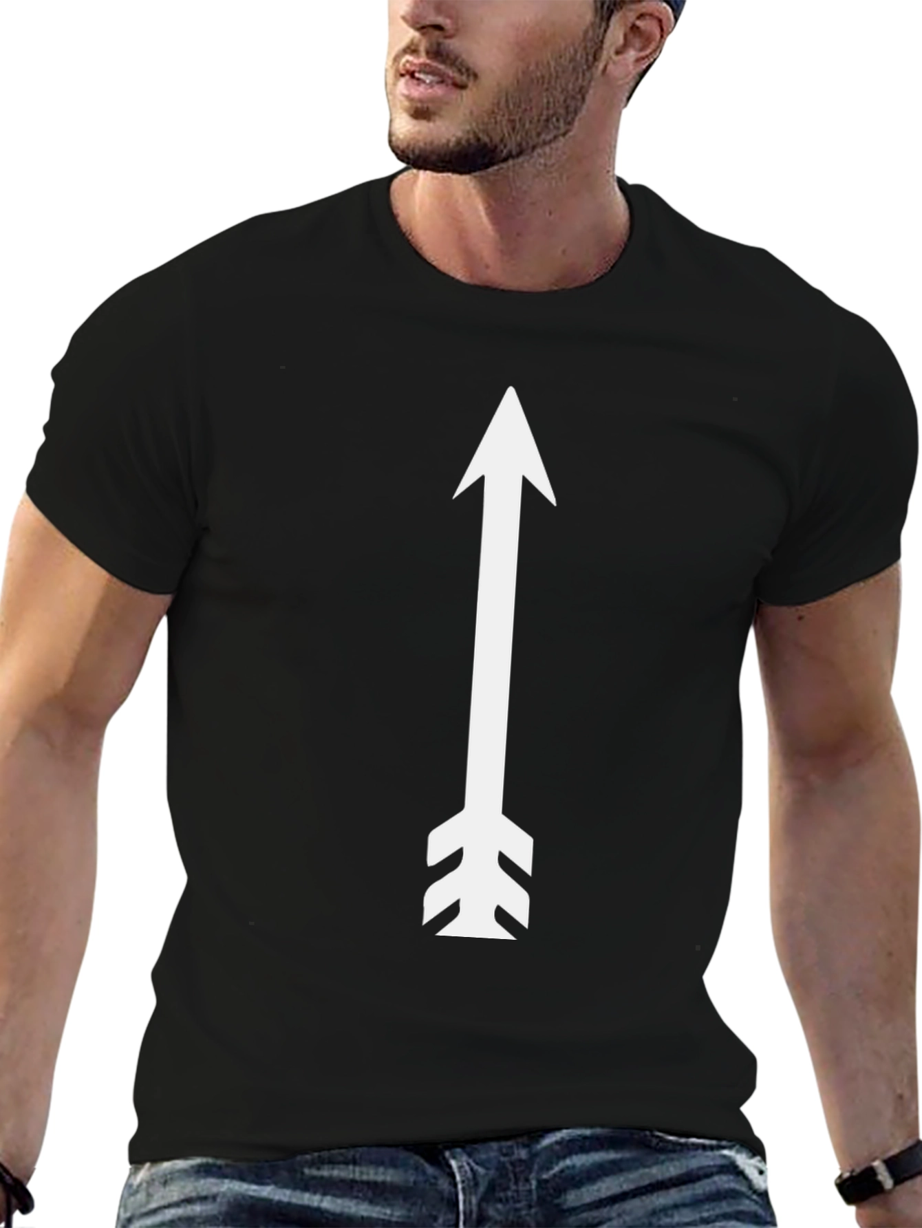 Arrow Graphic Tee - Black Cotton Casual Shirt