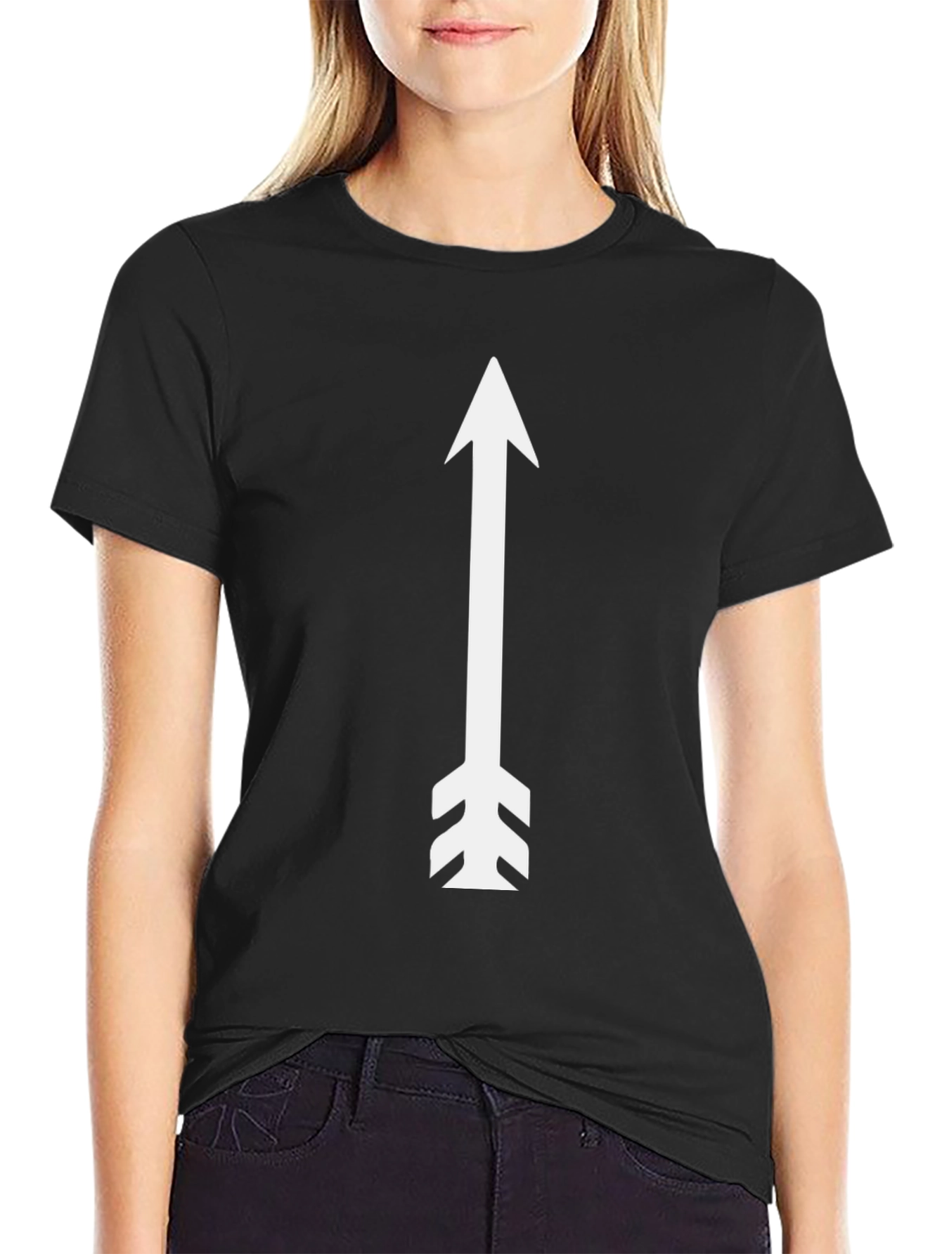 Arrow Graphic Tee - Black Cotton Casual Shirt