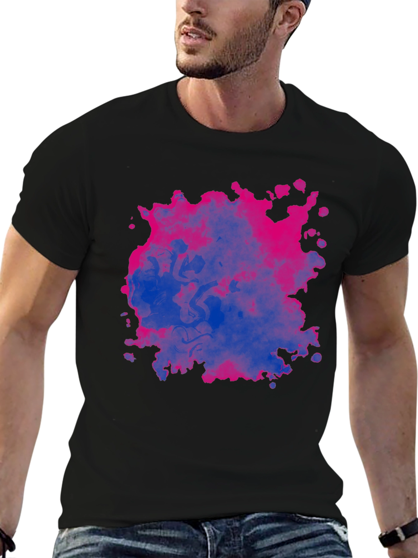 Bi Pride Splash T-Shirt - Black Cotton Blend
