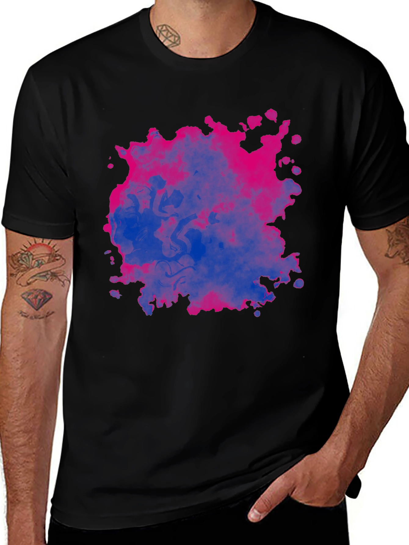 Bi Pride Splash T-Shirt - Black Cotton Blend