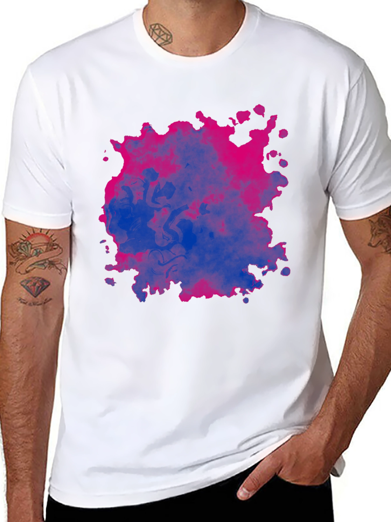 Bi Pride Splash T-Shirt - Black Cotton Blend