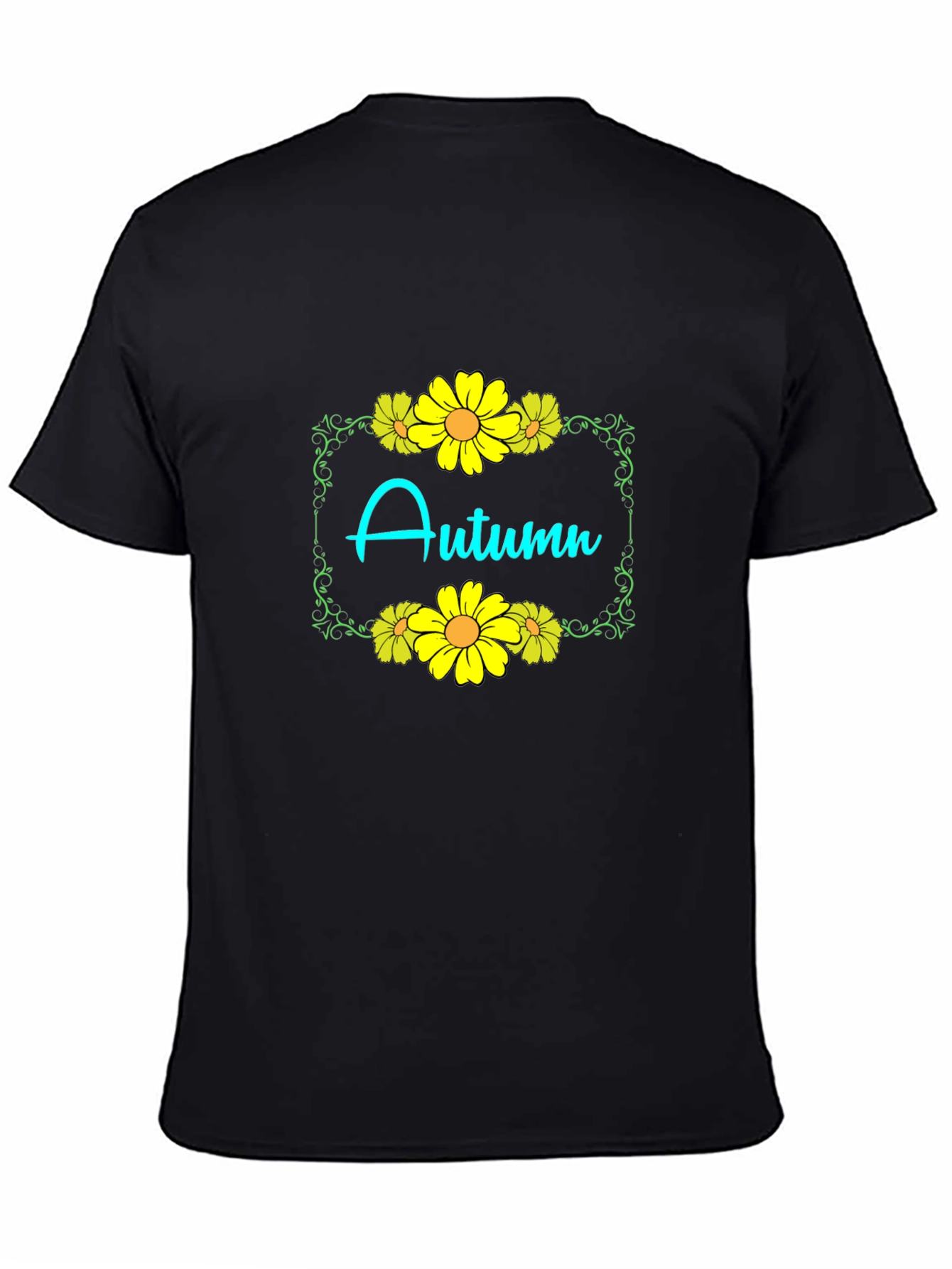 Autumn Floral Graphic Black T-Shirt