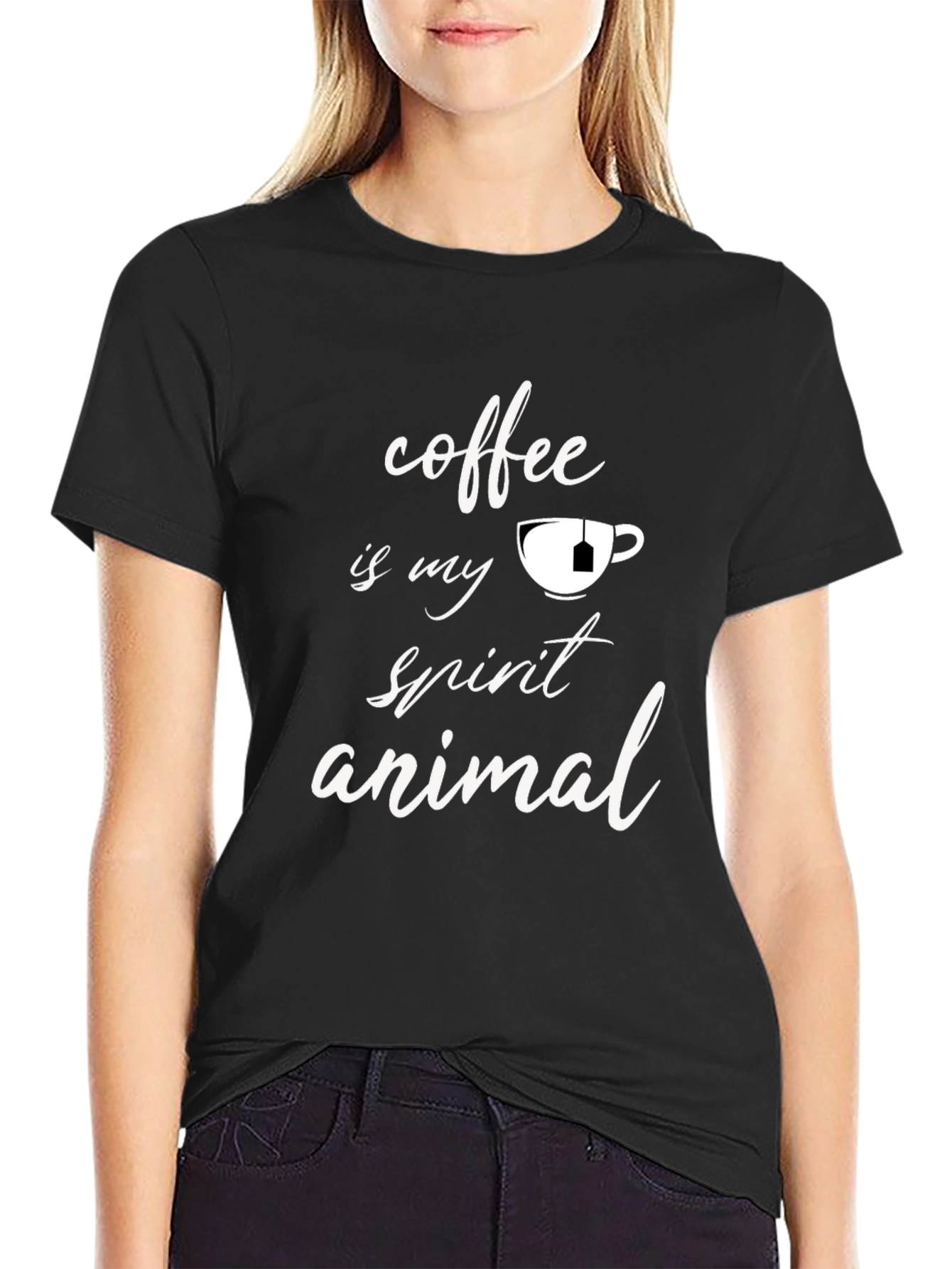 Coffee is My Spirit Animal Black T-Shirt