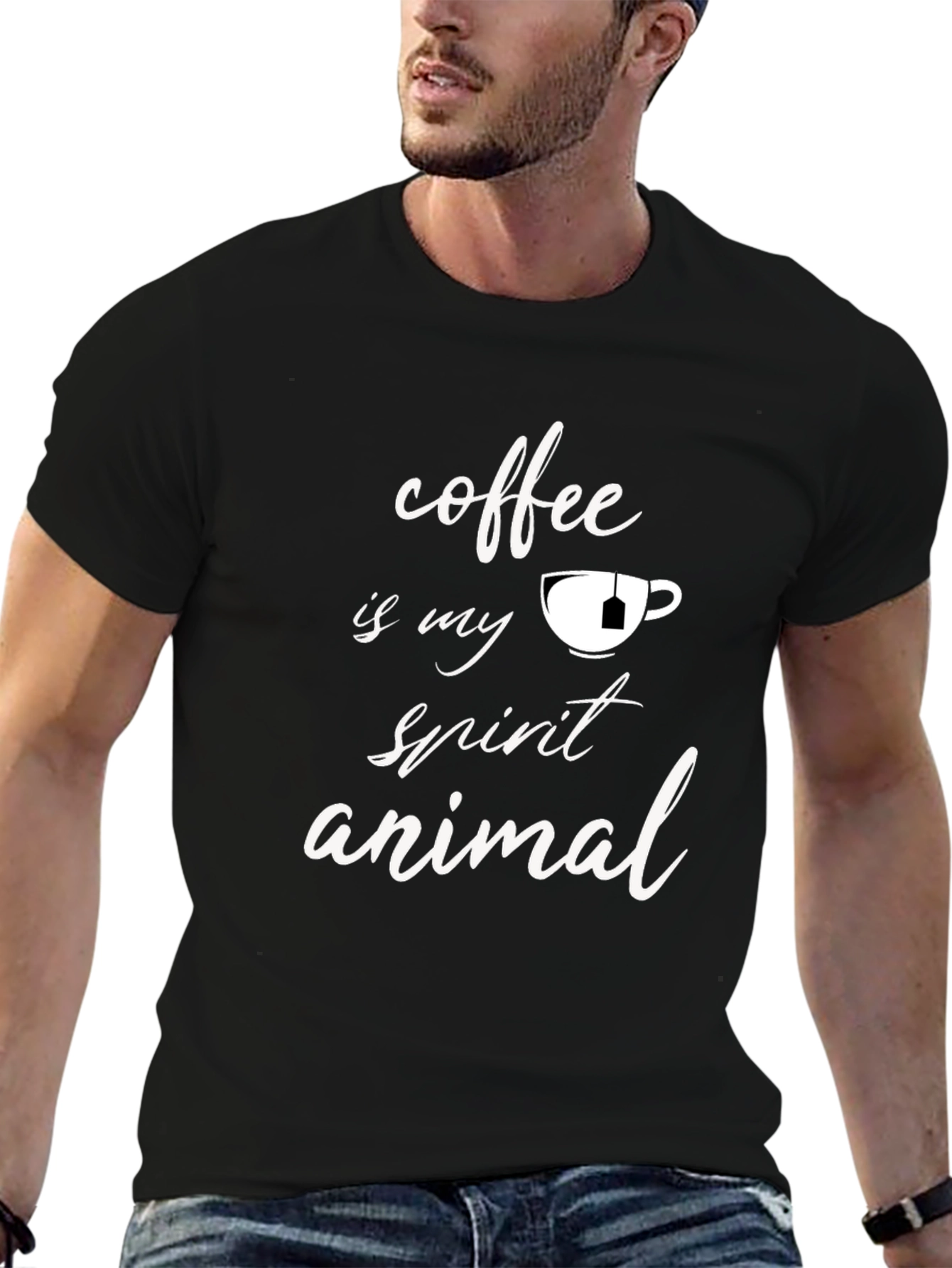 Coffee is My Spirit Animal Black T-Shirt