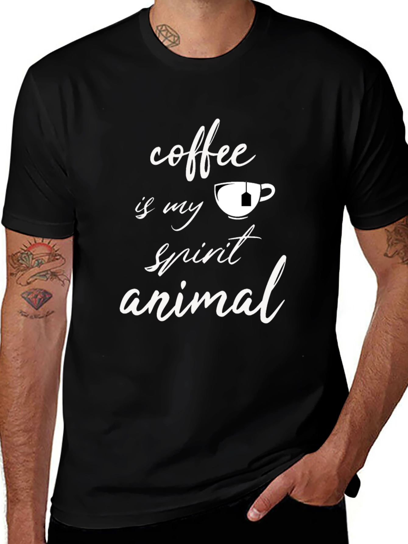Coffee is My Spirit Animal Black T-Shirt