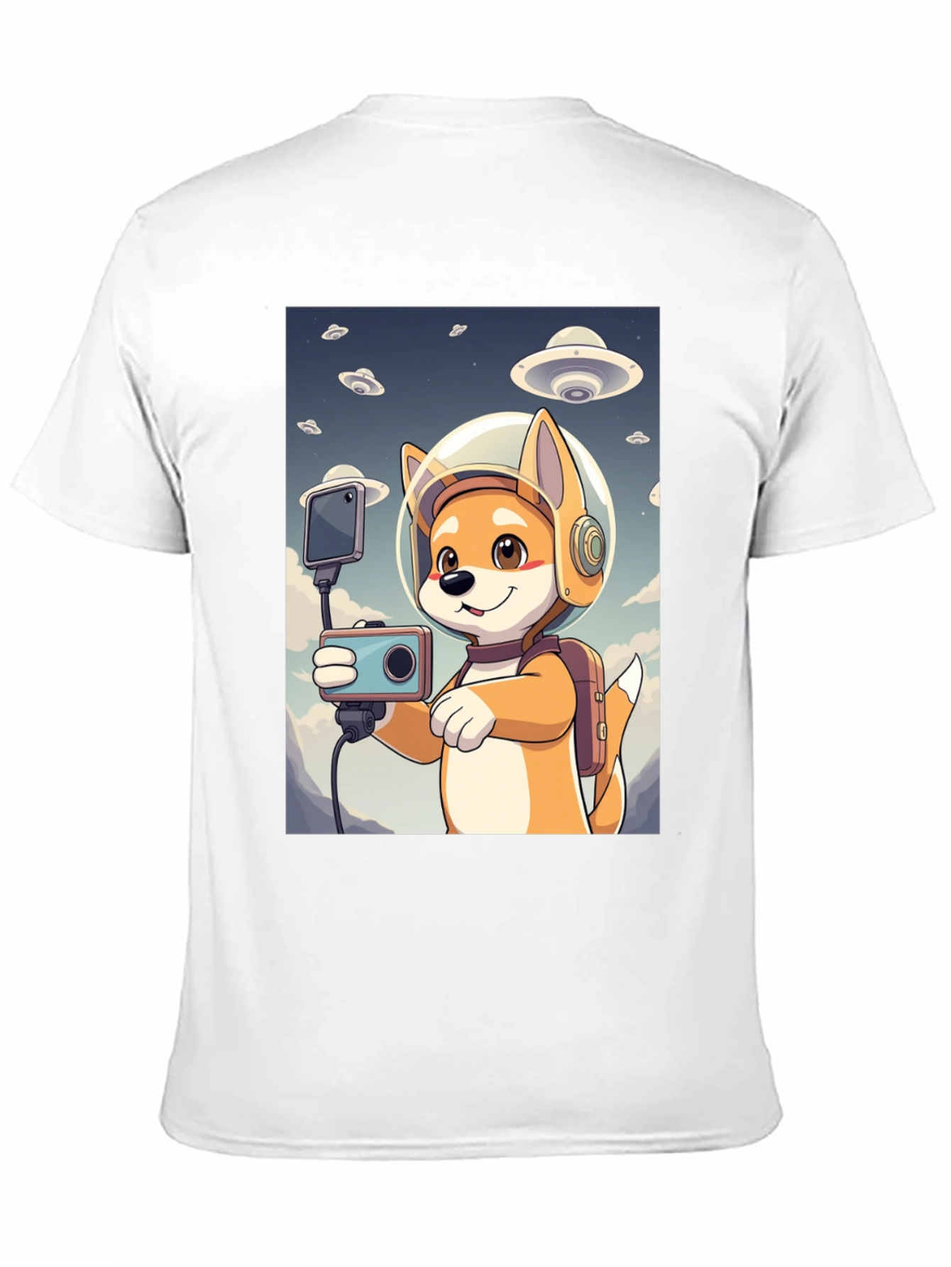 Dog Astronaut Selfie Black T-Shirt
