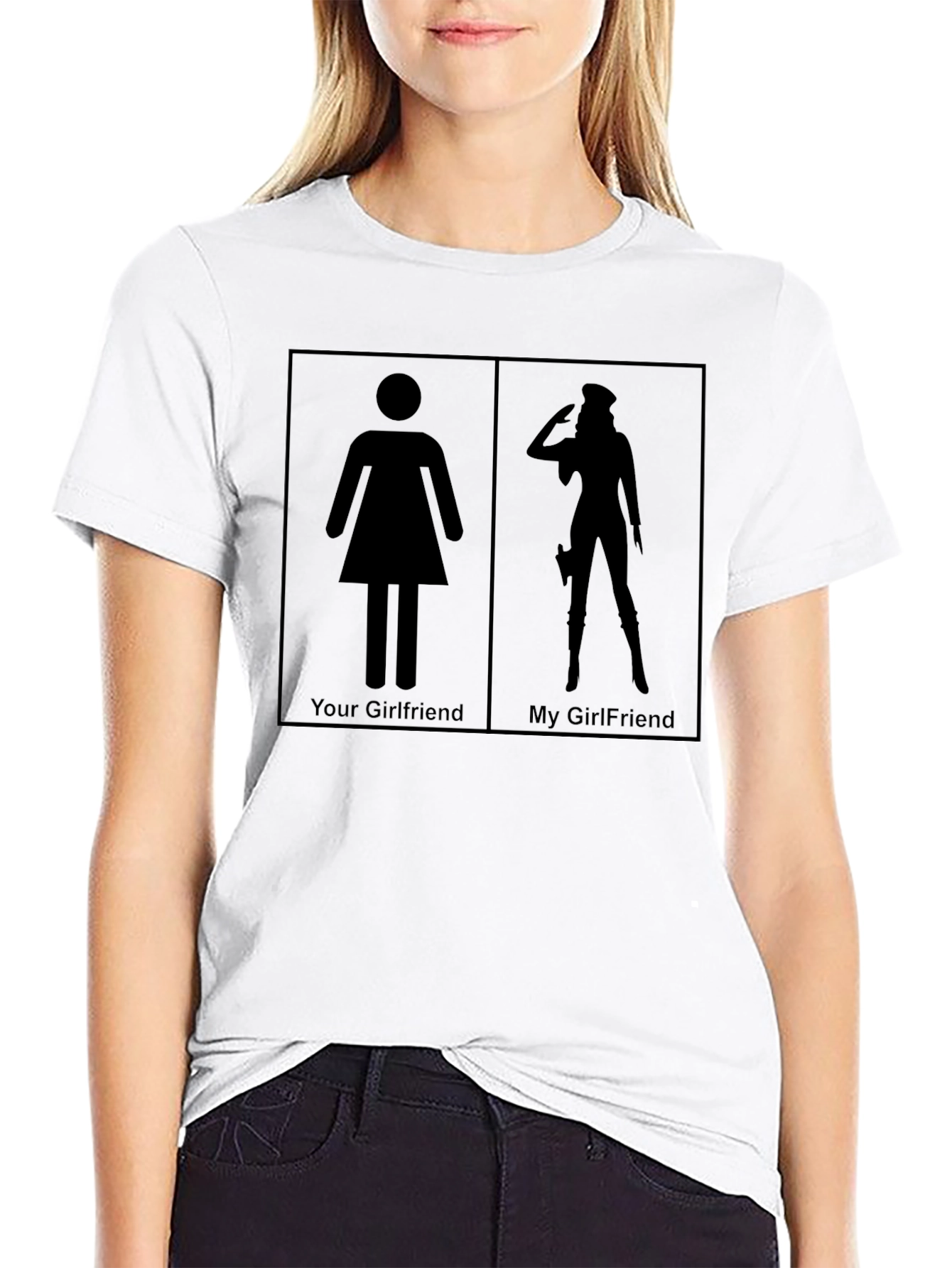 Humorous Your Girlfriend vs My Girlfriend Graphic Tee