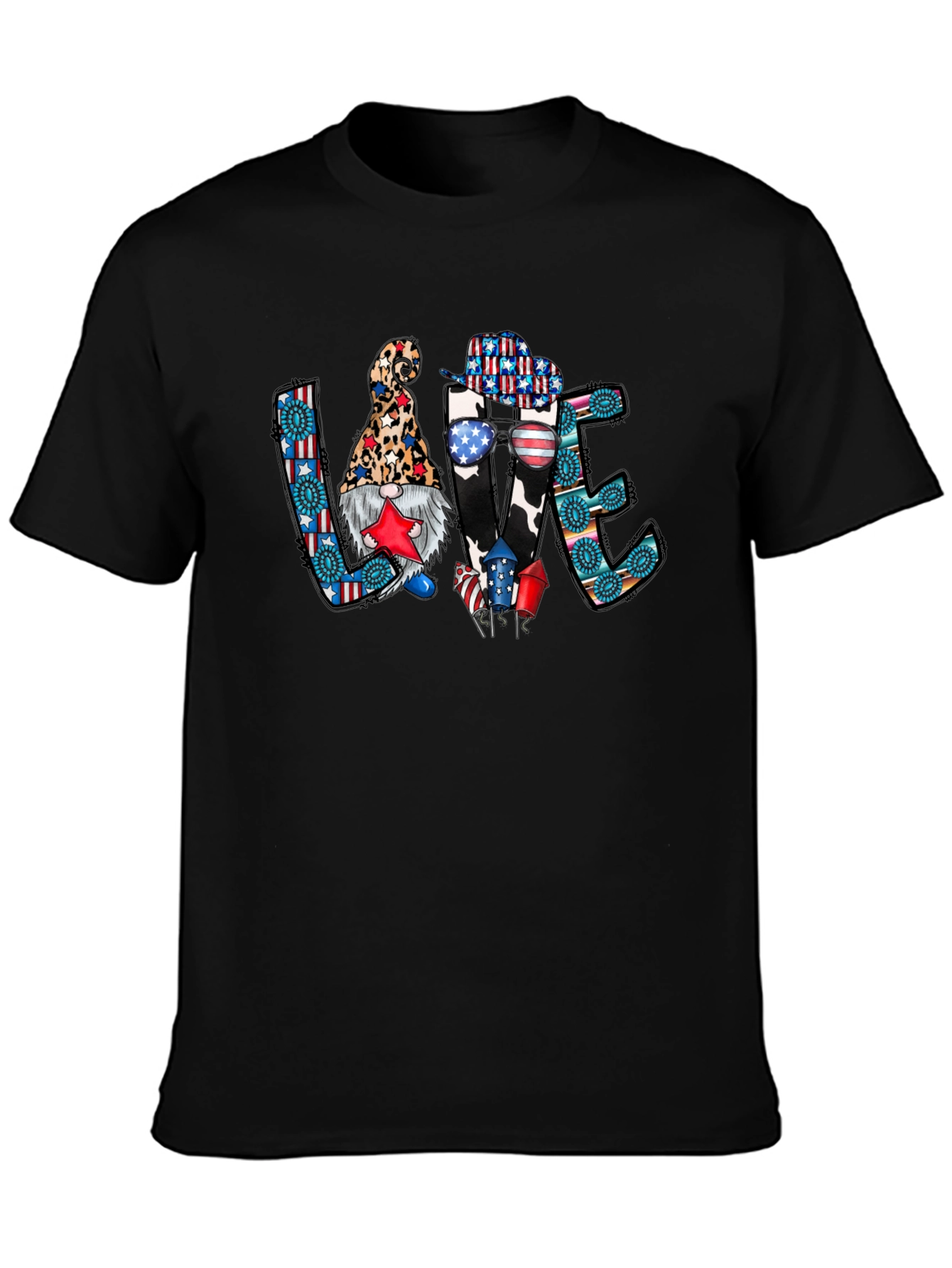 Patriotic LOVE T-Shirt - Gnome & Western Style