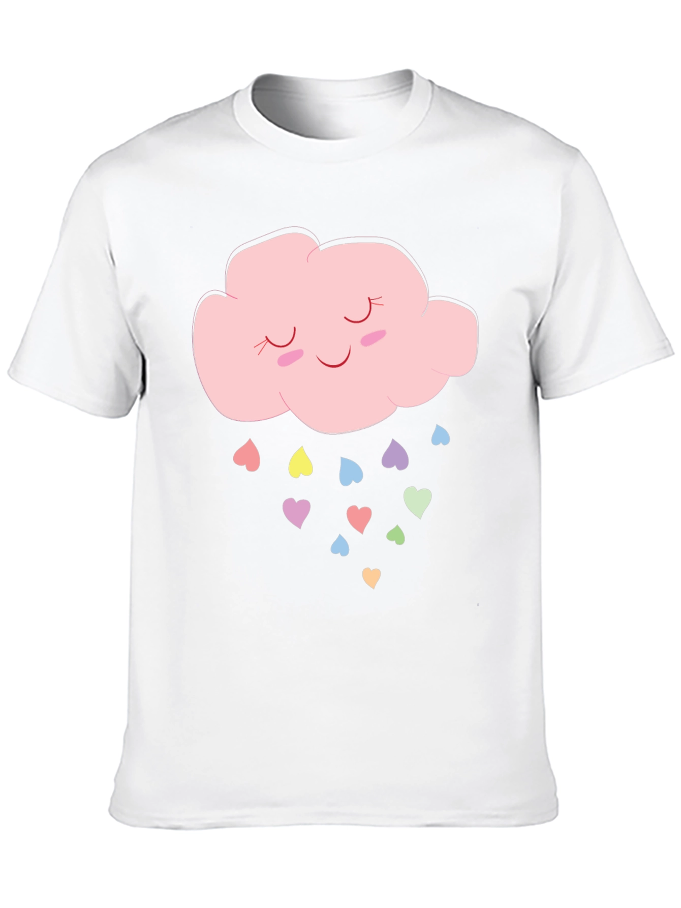 Cute Cloud & Hearts Graphic T-Shirt - Black