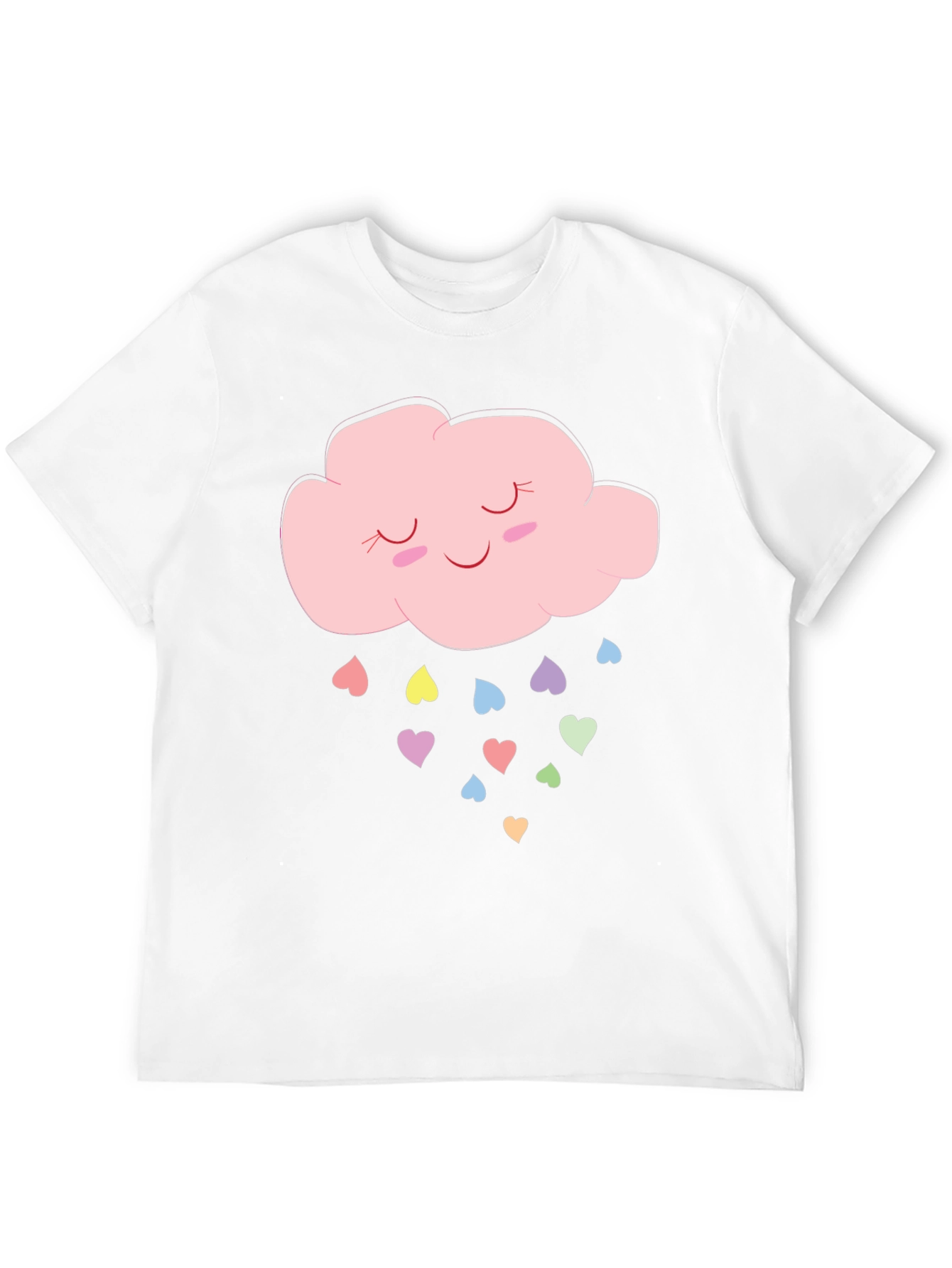 Cute Cloud & Hearts Graphic T-Shirt - Black