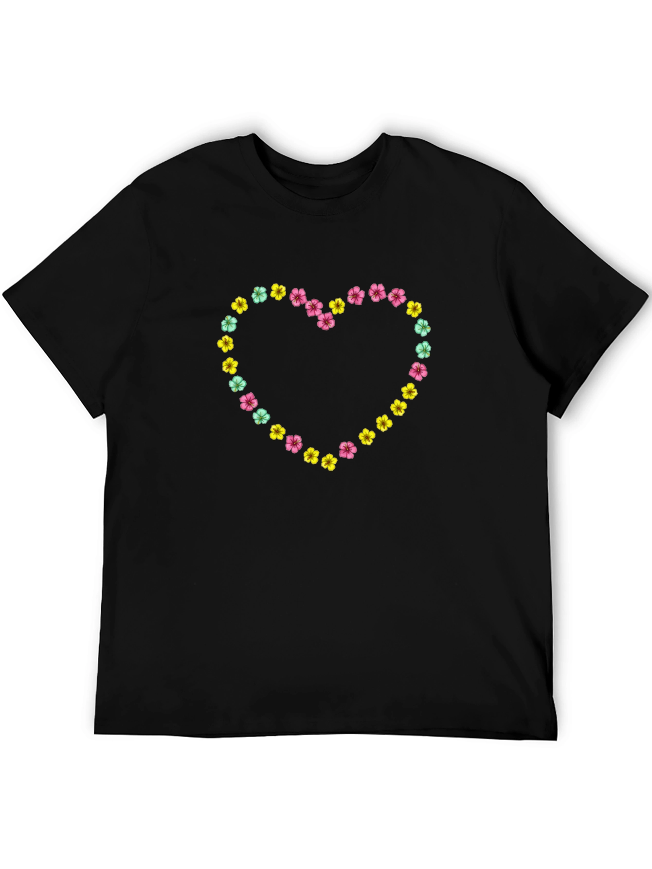 Floral Heart Tee - Cute Black T-Shirt