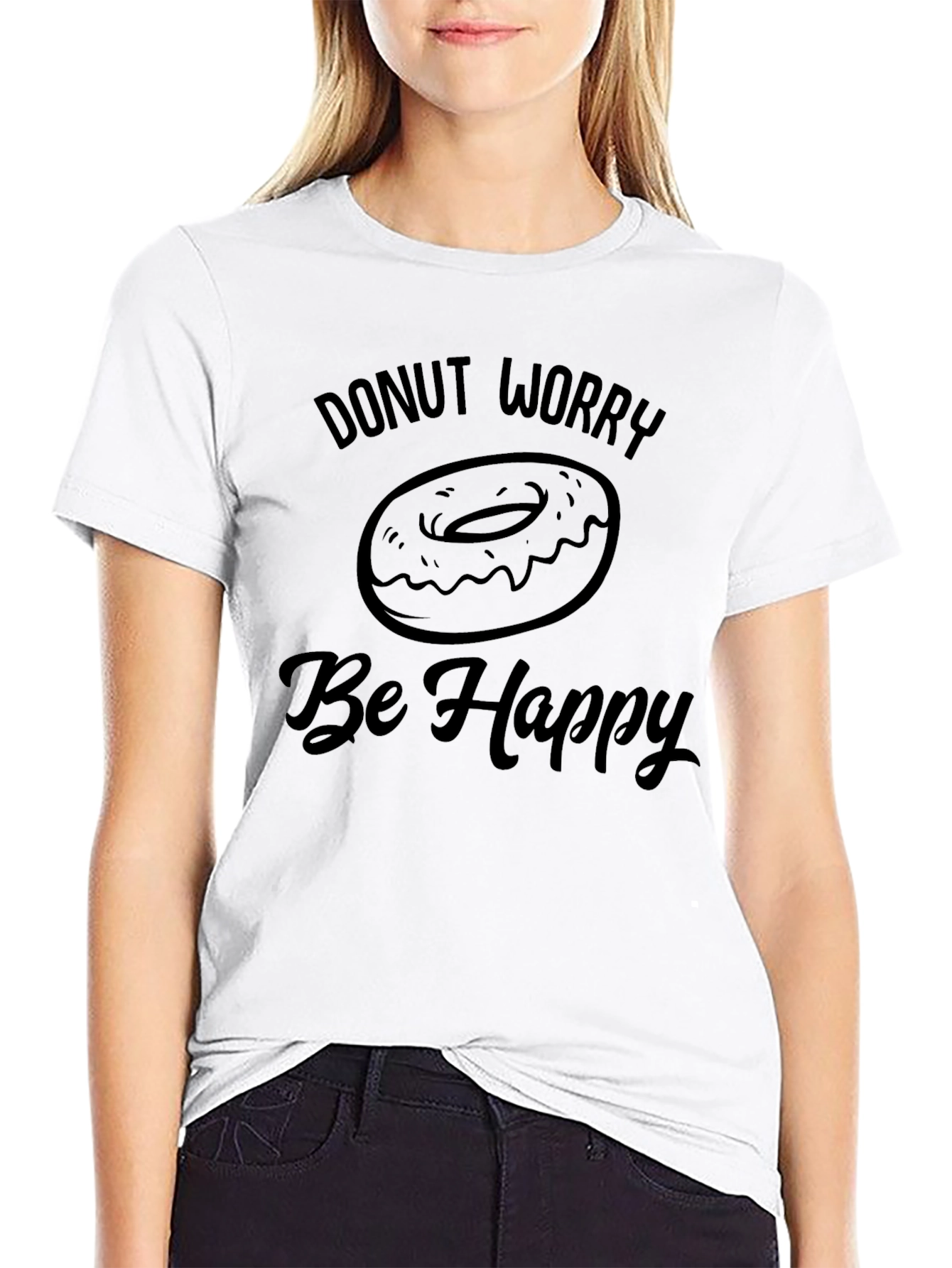 Donut Worry Be Happy Graphic T-Shirt